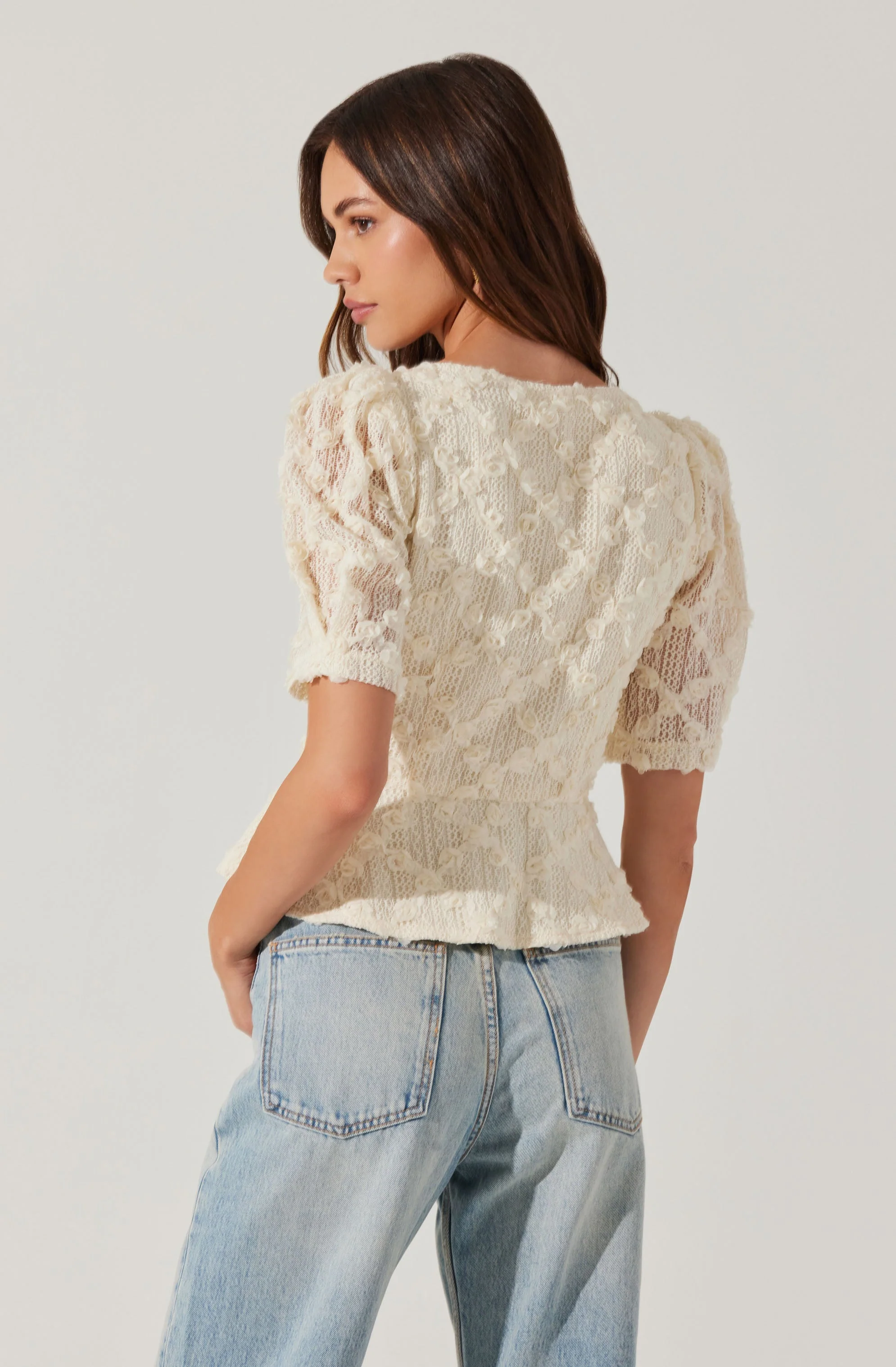 Cherian Floral Appliqué Lace Top