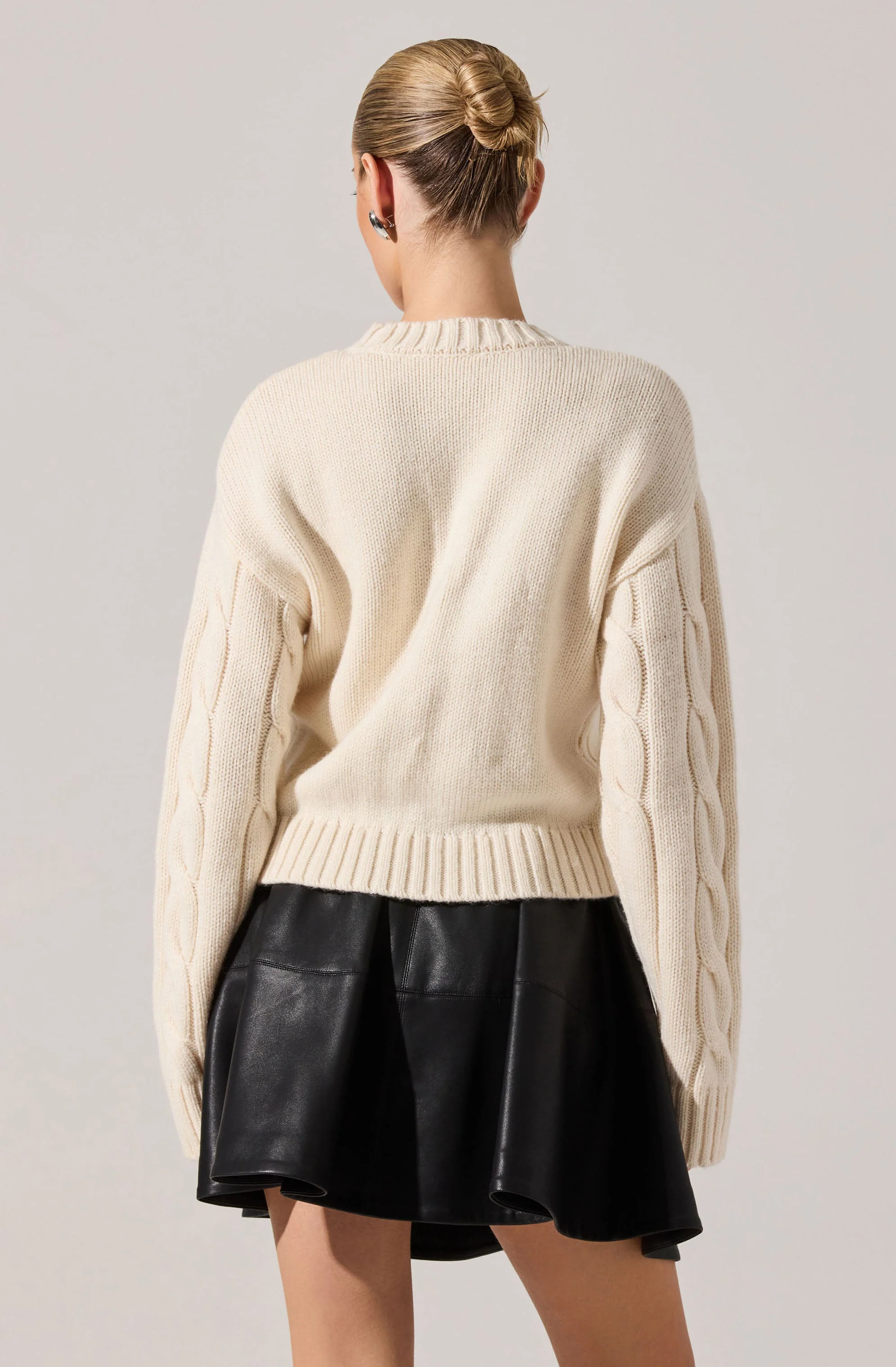 Pennina Pearl Embellished Cable Sweater