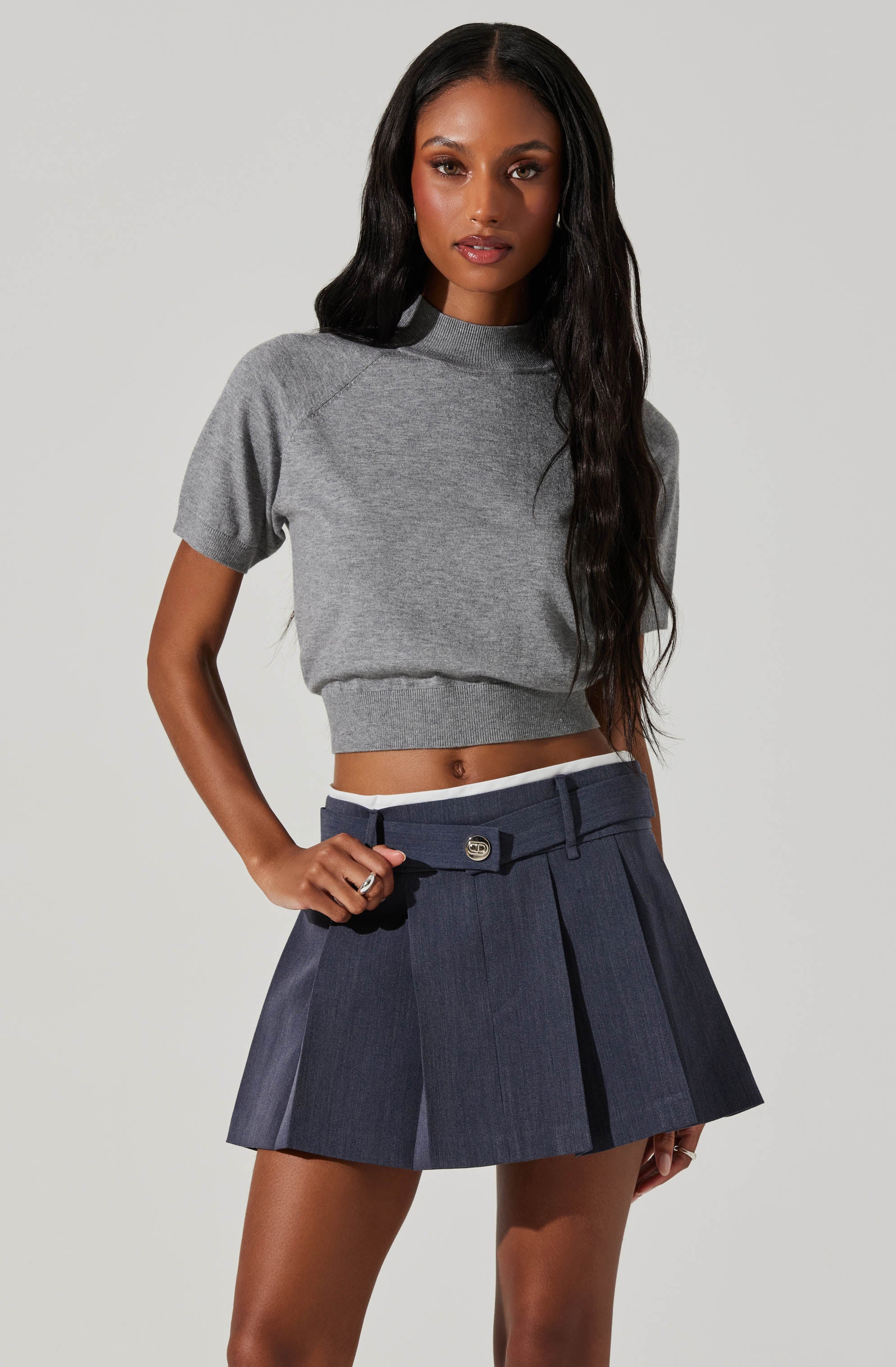 Larine Cropped Mock Neck Sweater