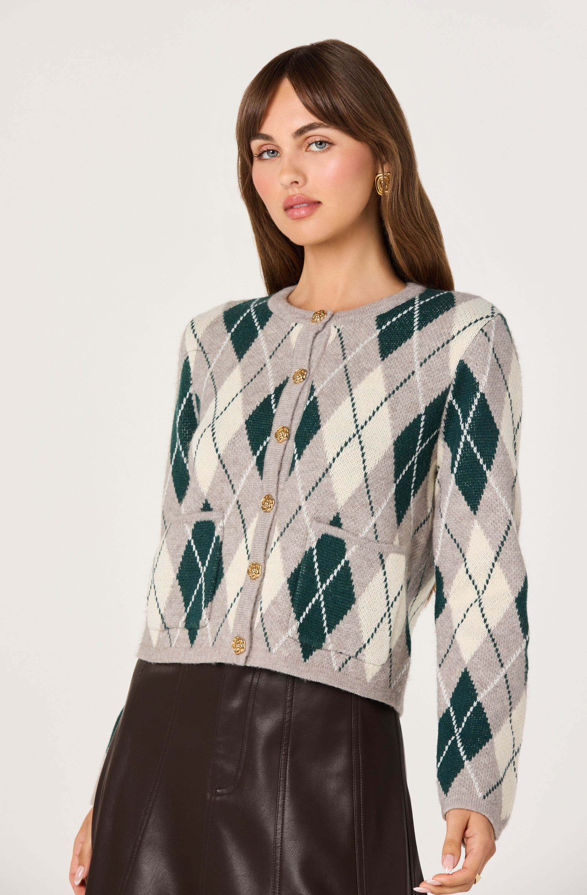 Argyle Long Sleeve Cardigan