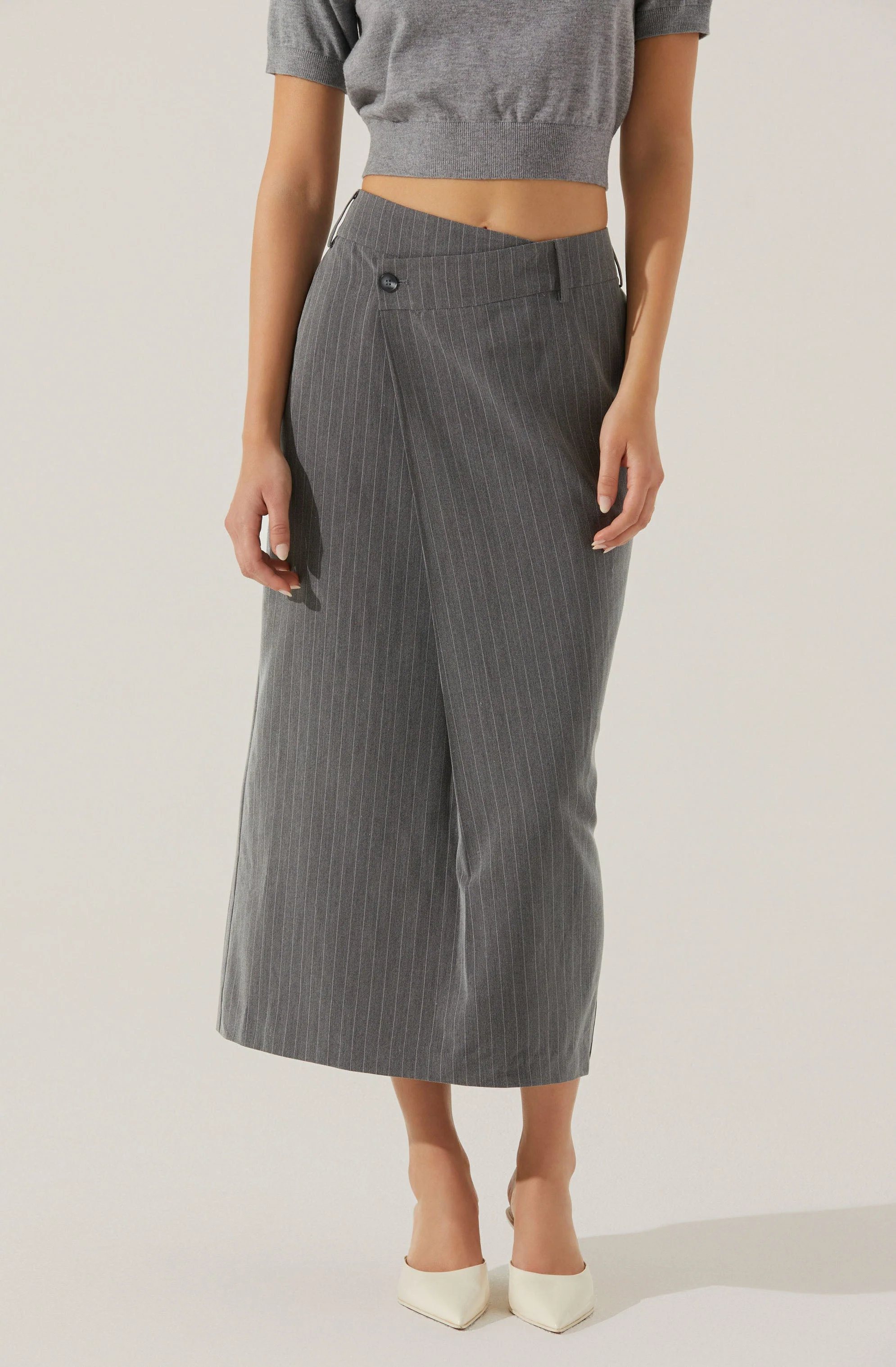Pinstripe Asymmetrical Waist Skirt