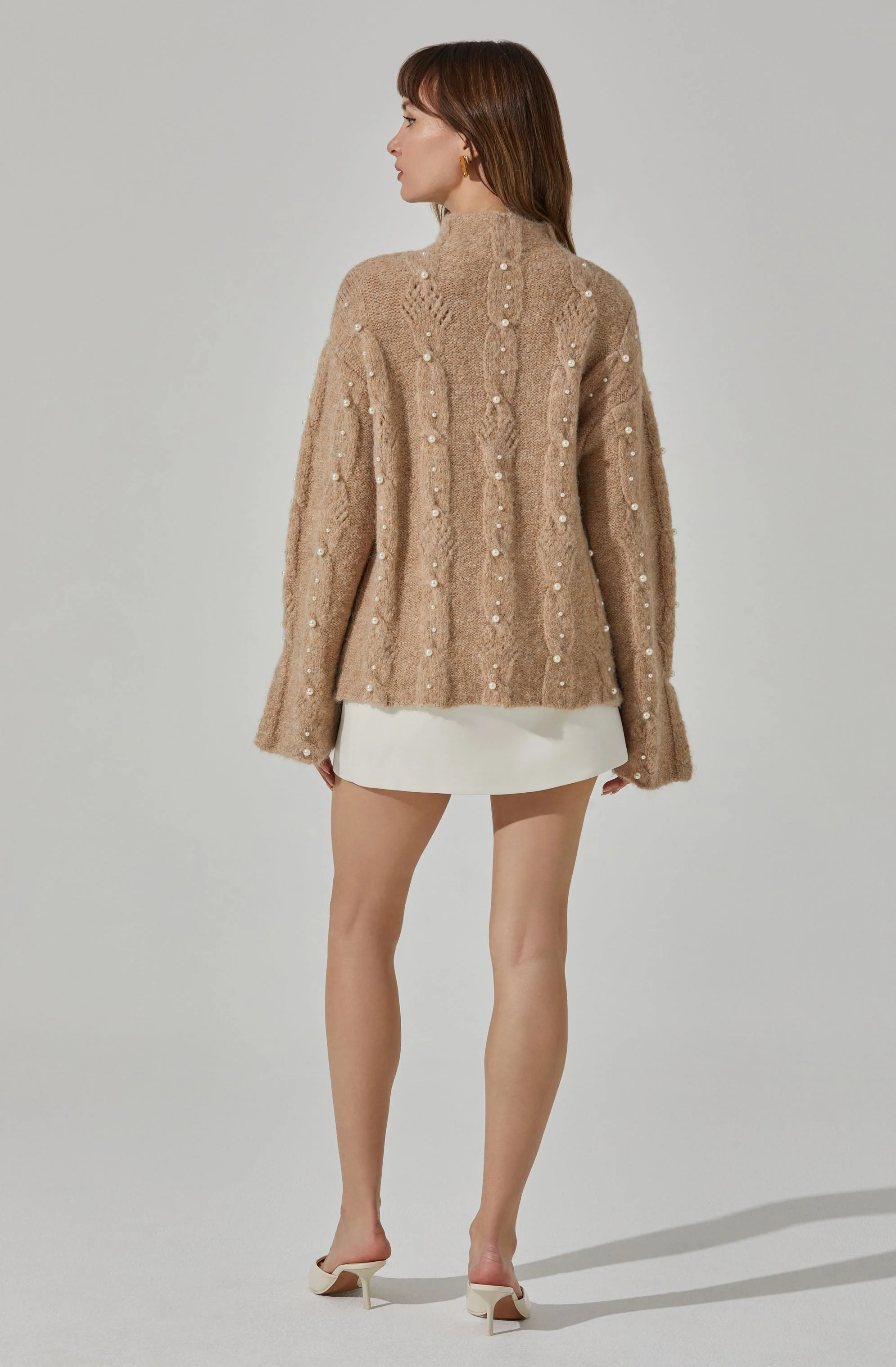 Kit Pearl Cable Knit Sweater