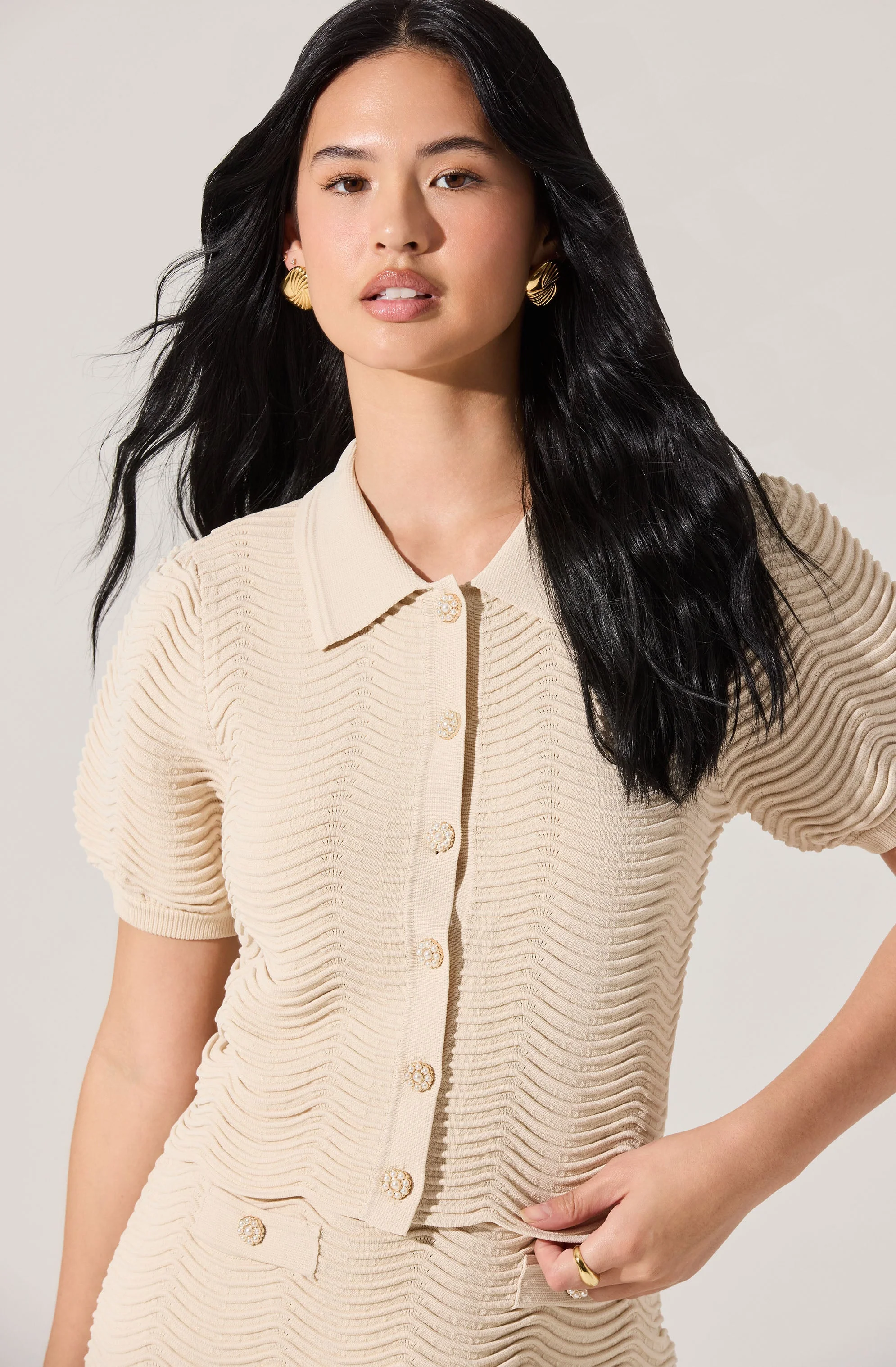 Perrine Scalloped Short Sleeve Cardigan