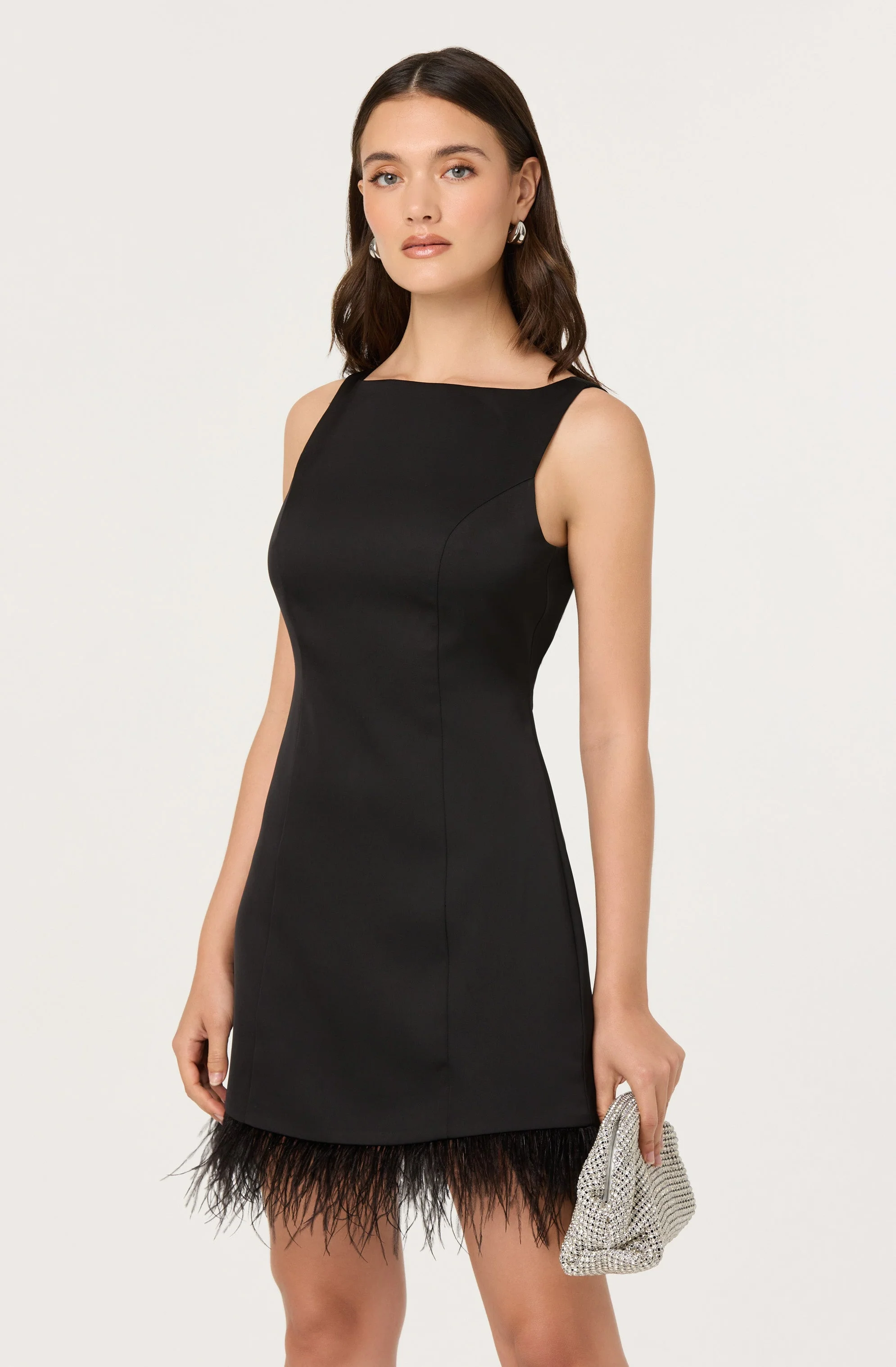 Alisanne Feather Trim Mini Dress