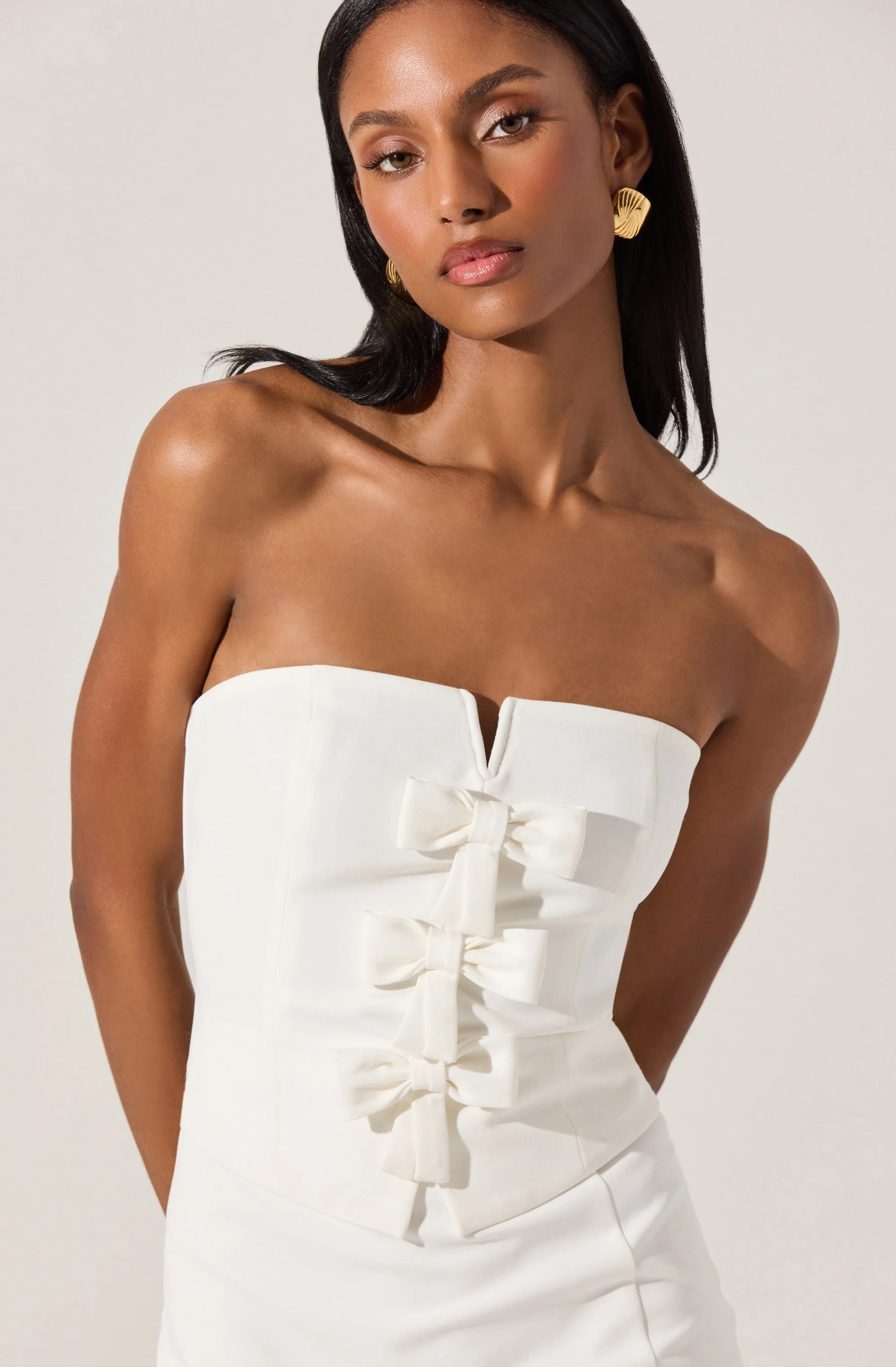 Strapless Layered Bow Mini Dress