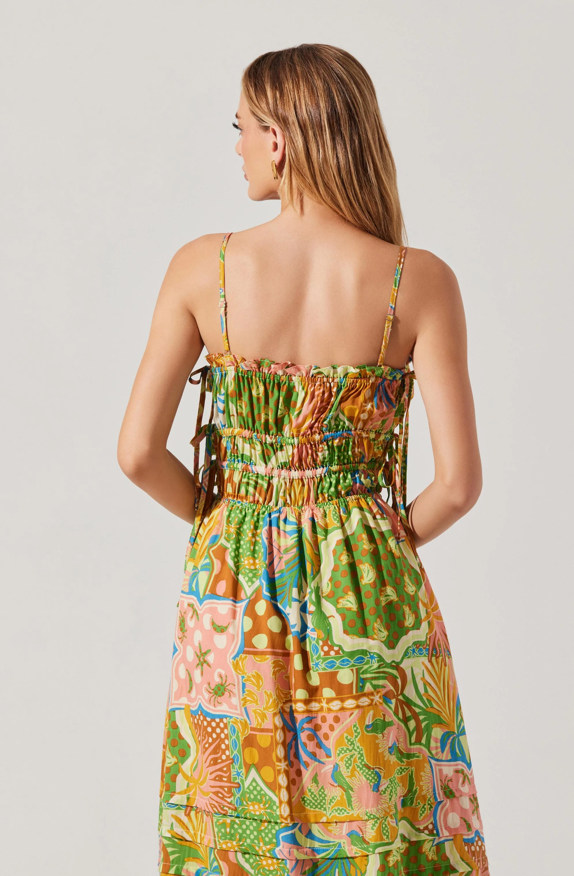 Elisabeth Printed Shirred Midi Dress