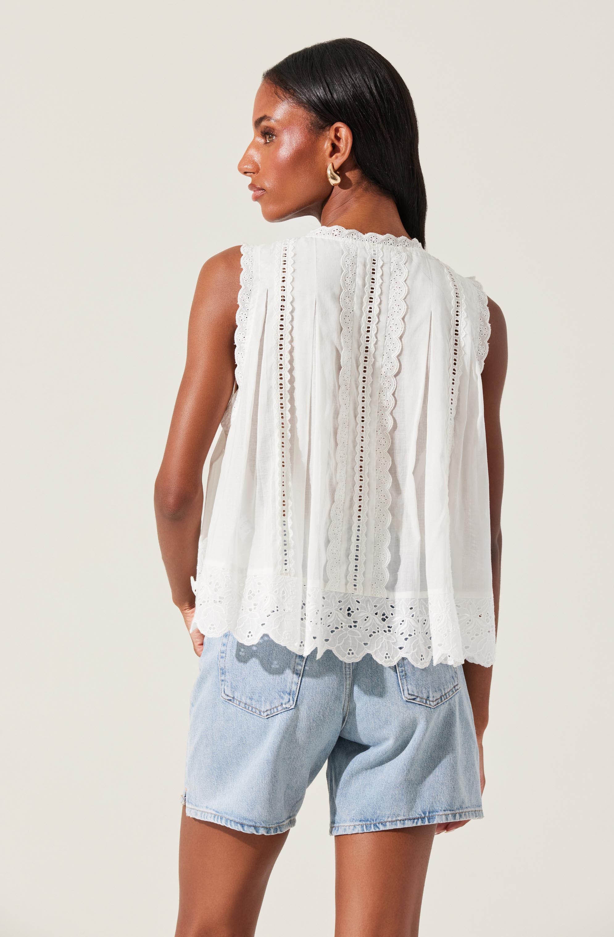 Alisa High Low Eyelet Top