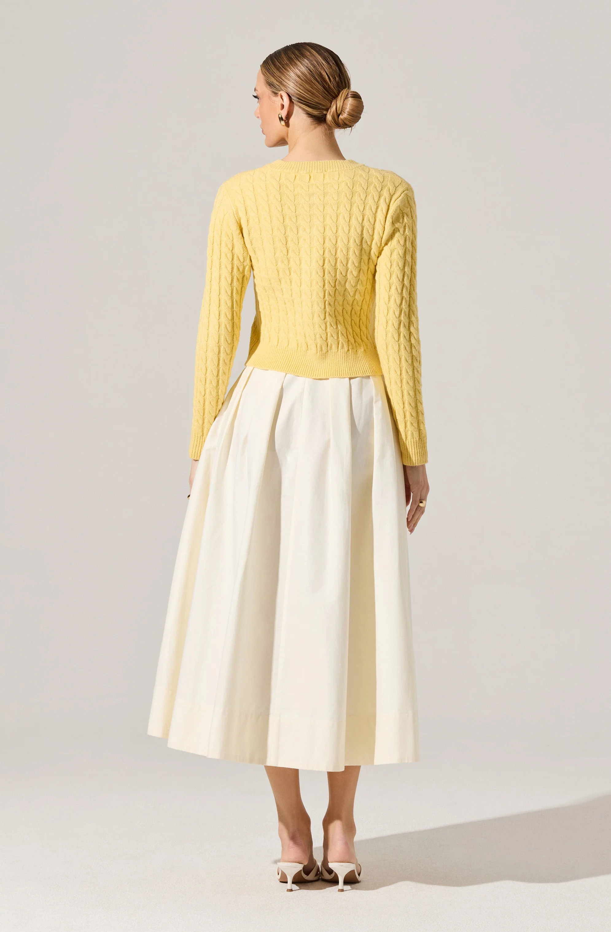 Pearl Button Cable Knit Cardigan