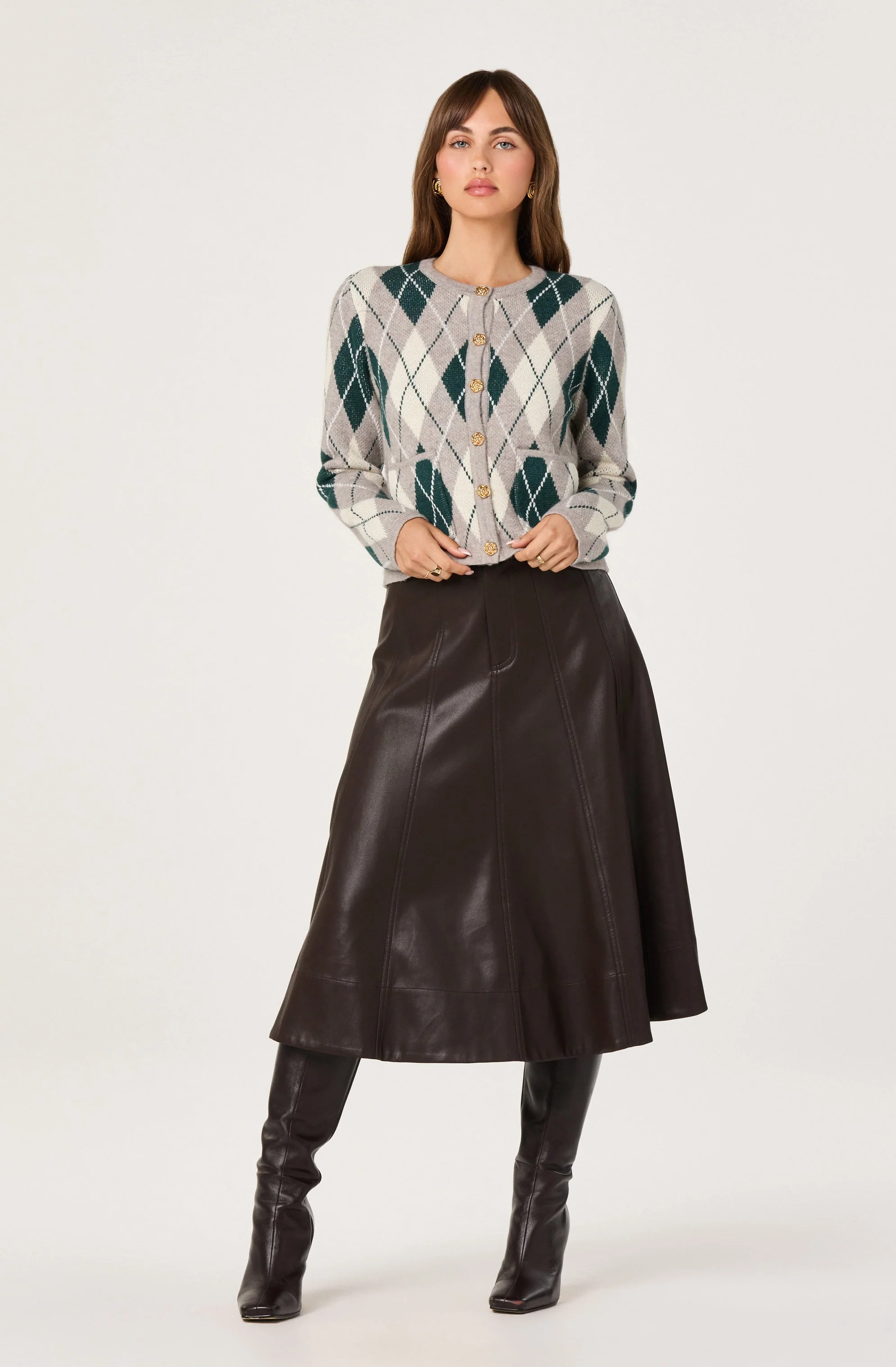 Argyle Long Sleeve Cardigan