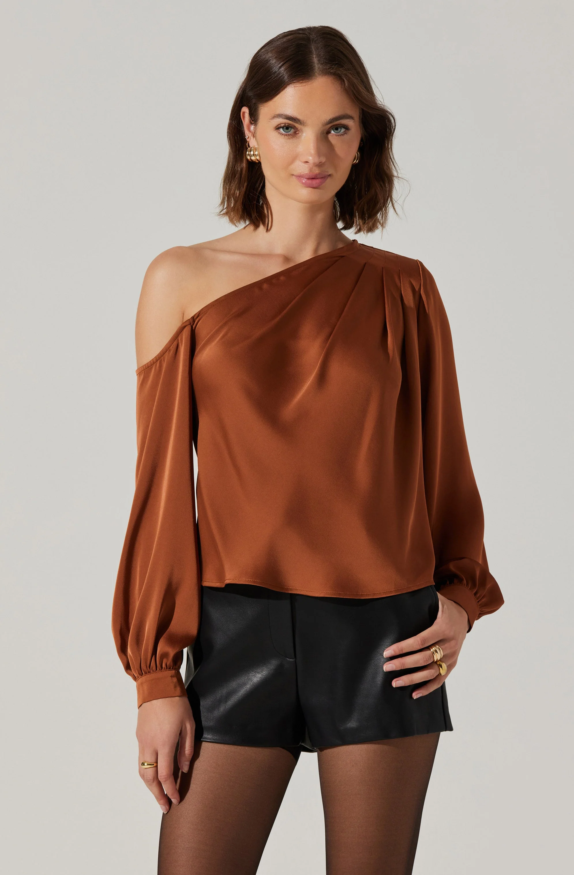Nieves Satin One Shoulder Top