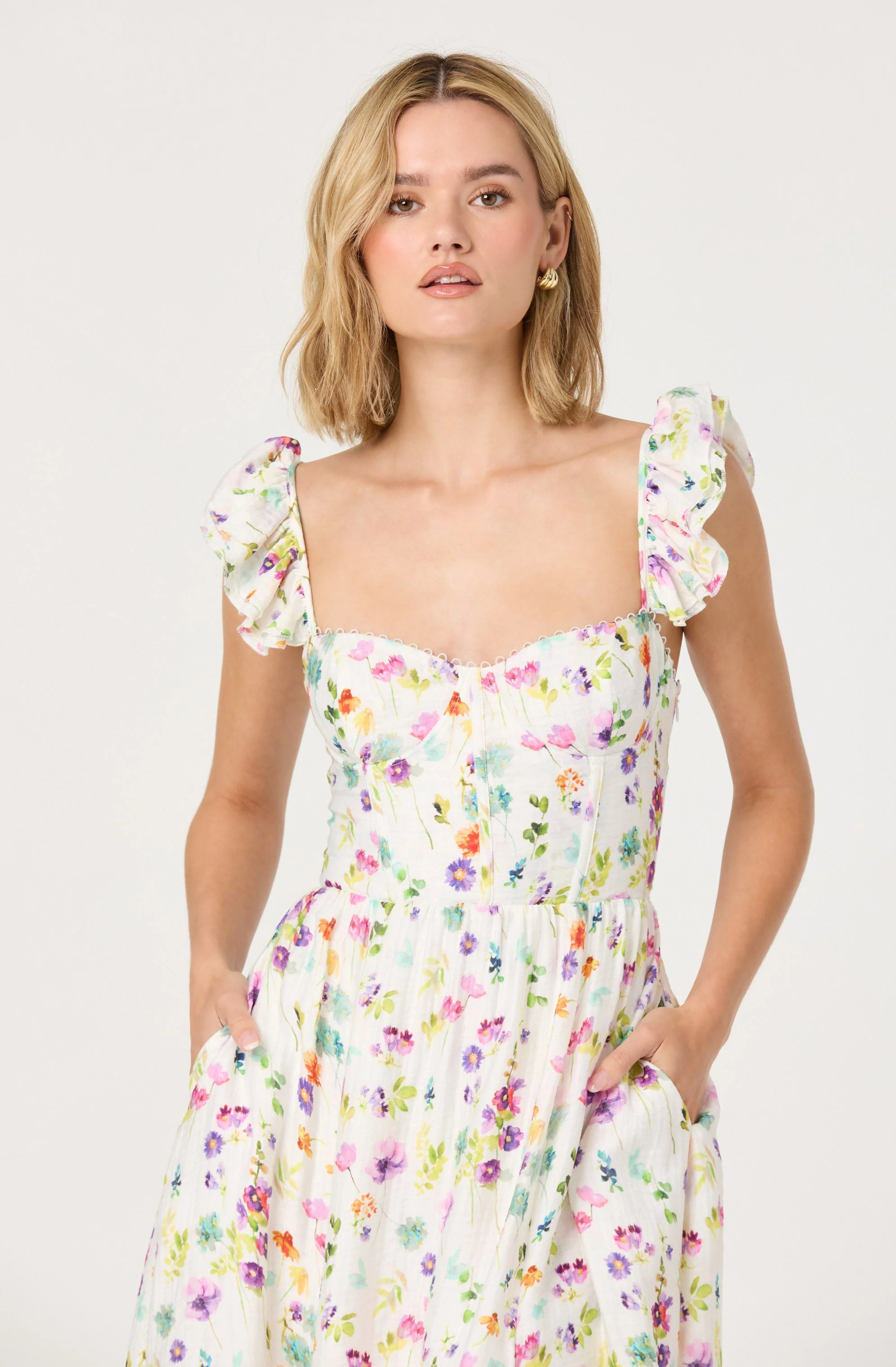 Wedelia Floral Bustier Midi Dress