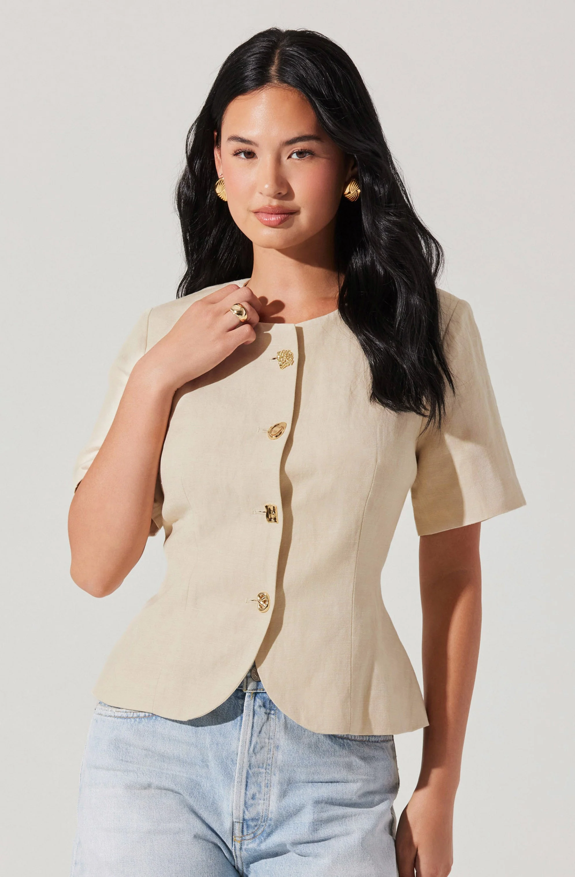 Saige Cutaway Linen Blend Jacket