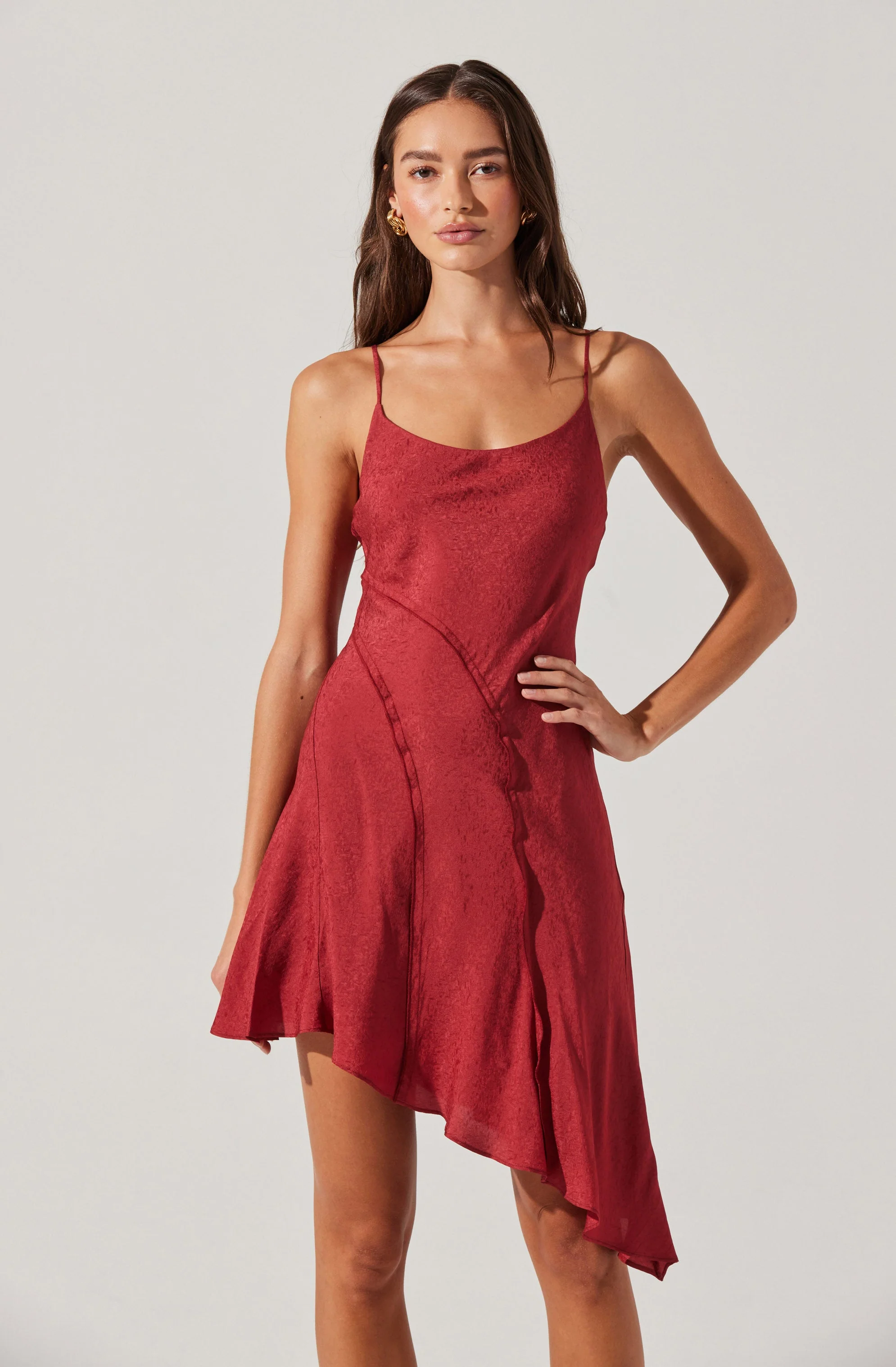 Chelsie Asymmetrical Slip Mini Dress