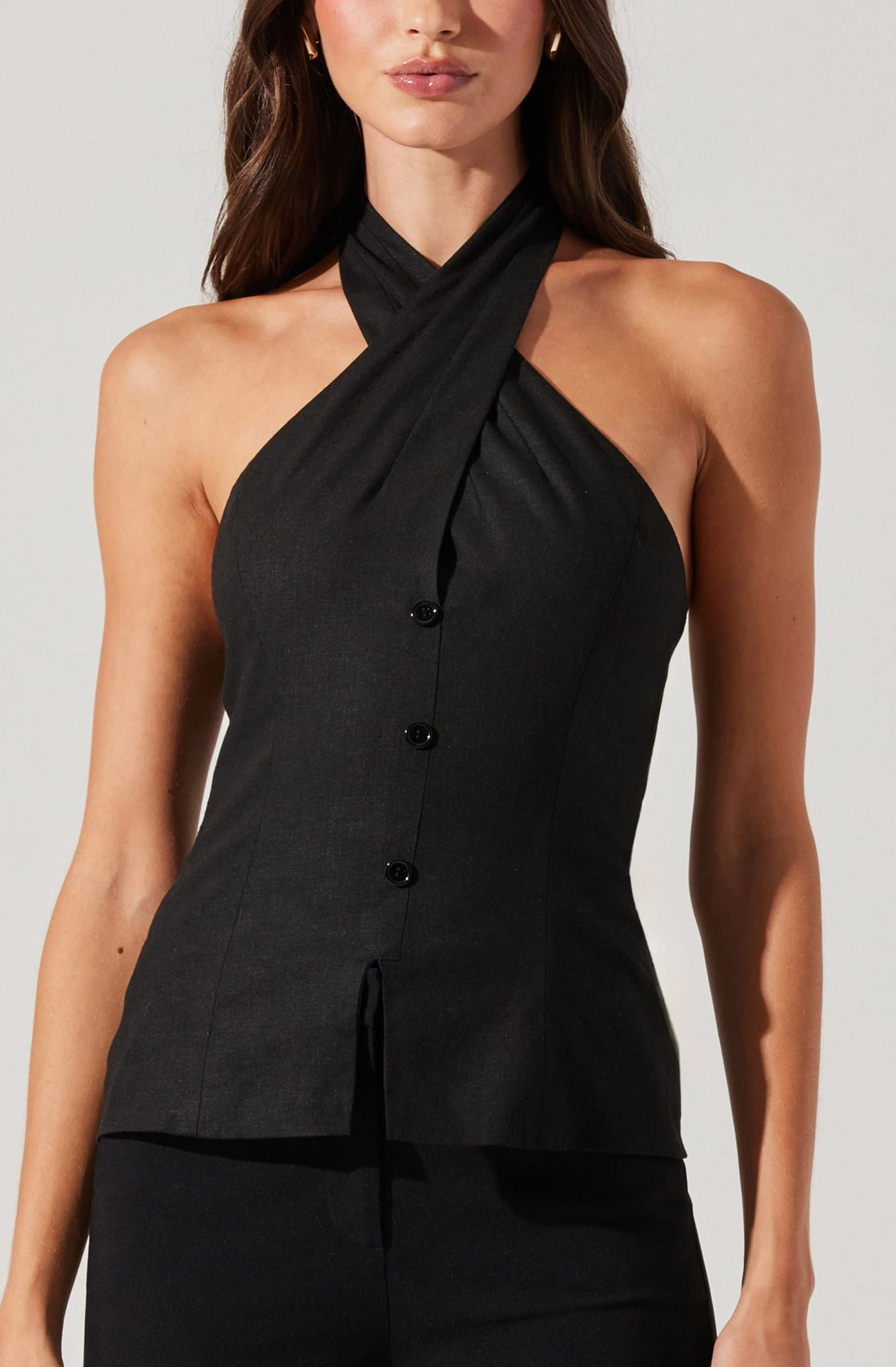 Yaritza Crossover Linen Blend Vest