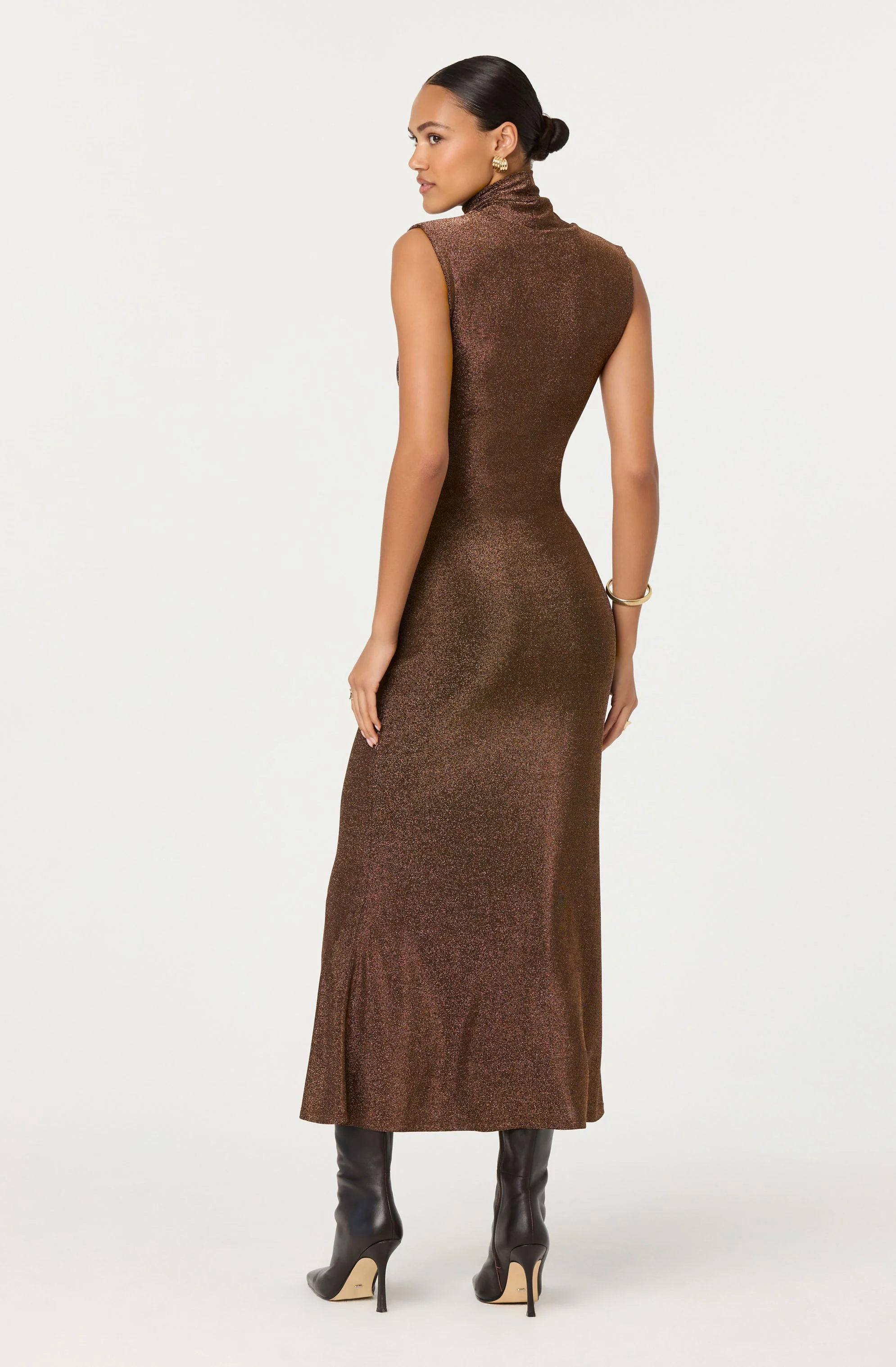 Riana Metallic Twist Front Maxi Dress