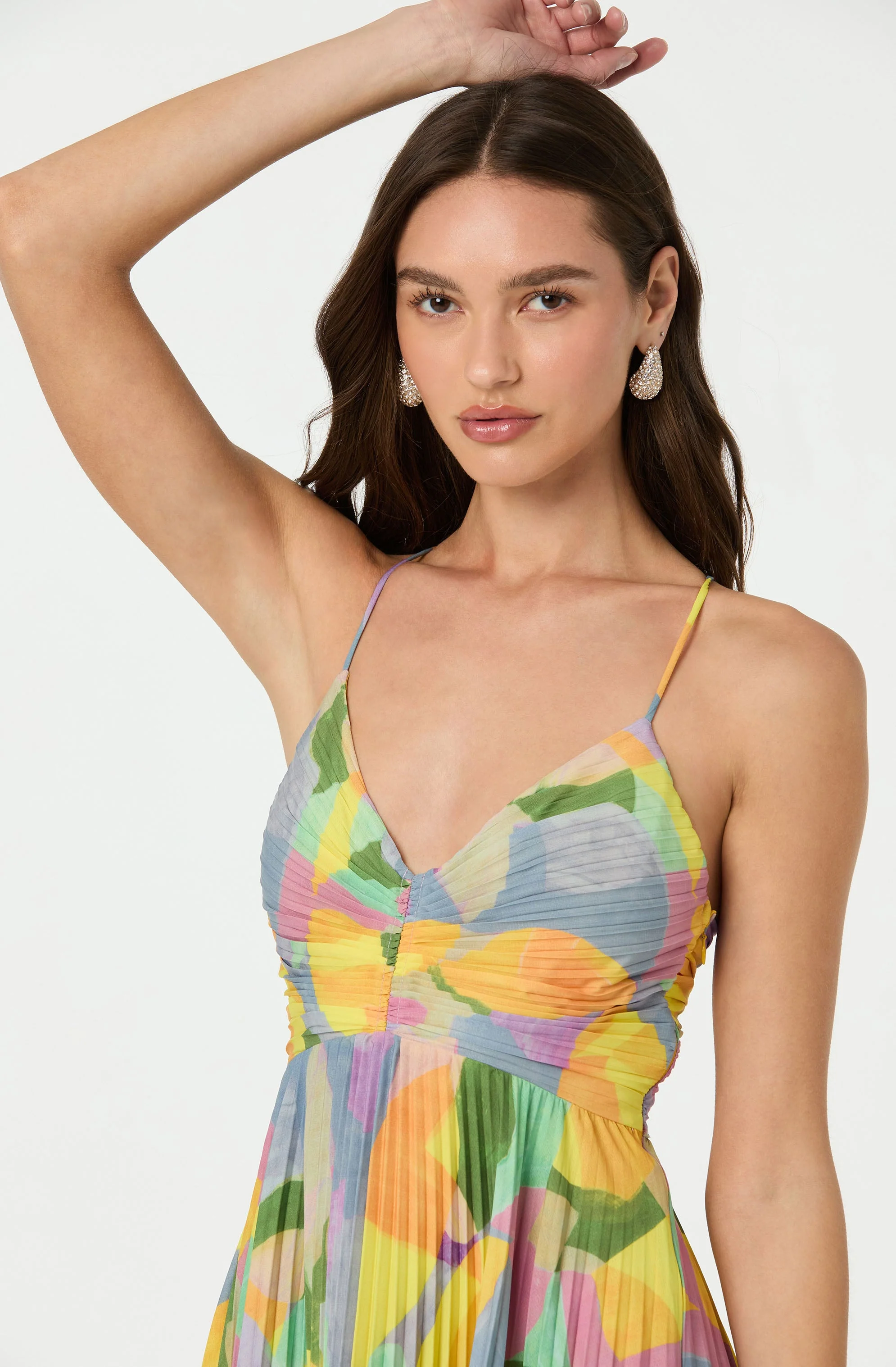 Blythe Floral Plisse Midi Dress