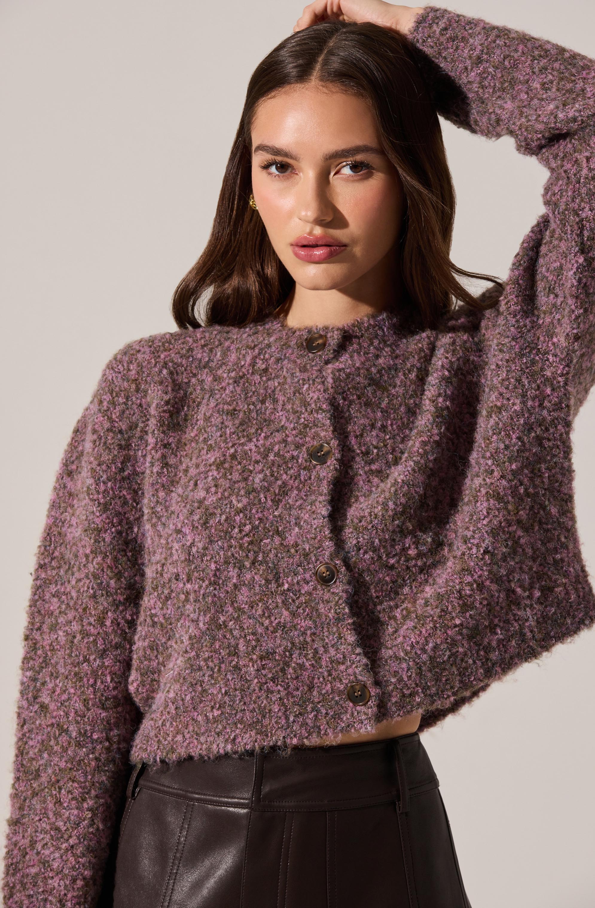 Sebille Textured Fuzzy Knit Cardigan