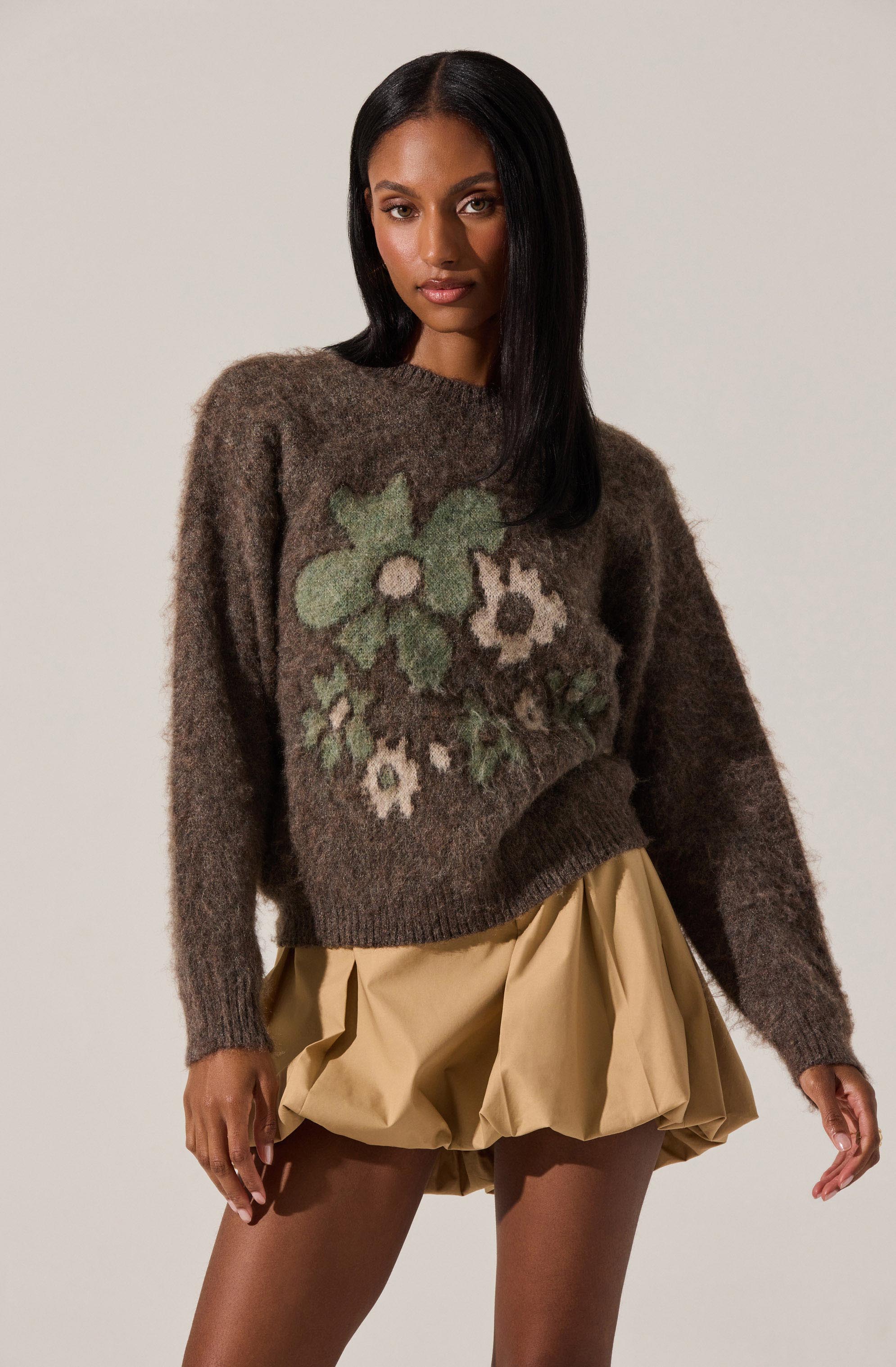 Conetta Brushed Knit Floral Sweater