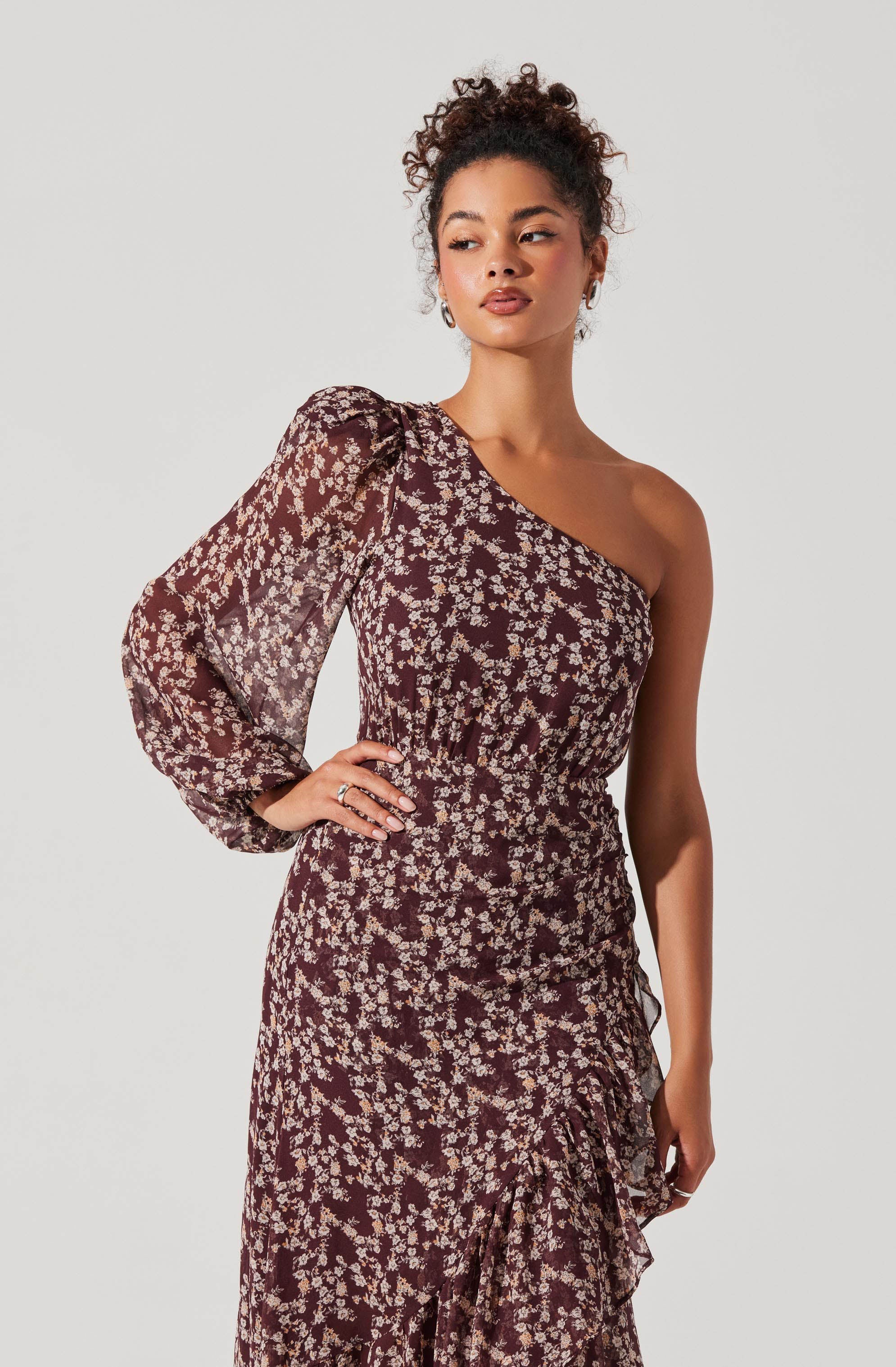 Calista Floral One Shoulder Dress