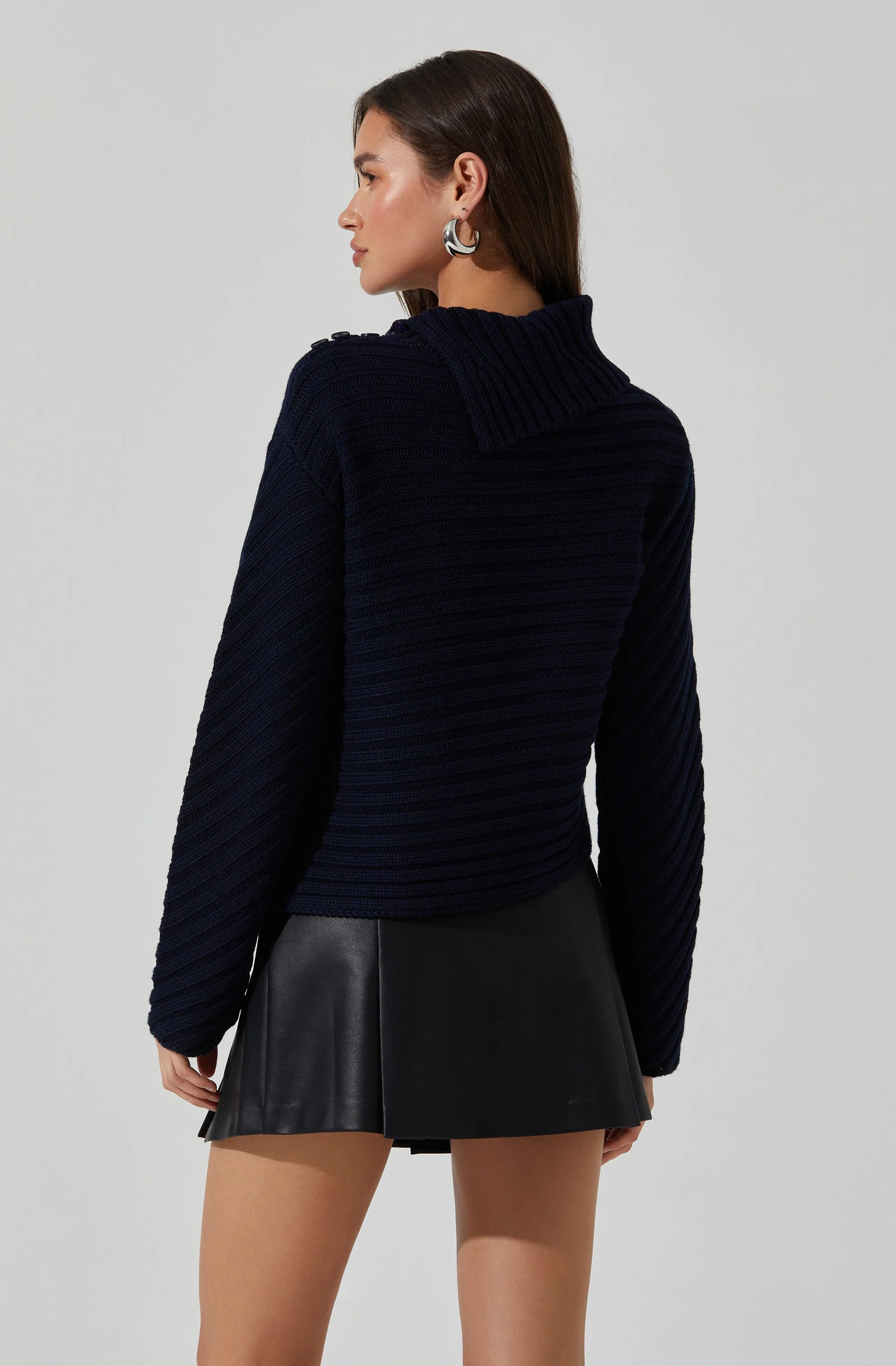 Melita Folded Collar Ribbed Sweater
