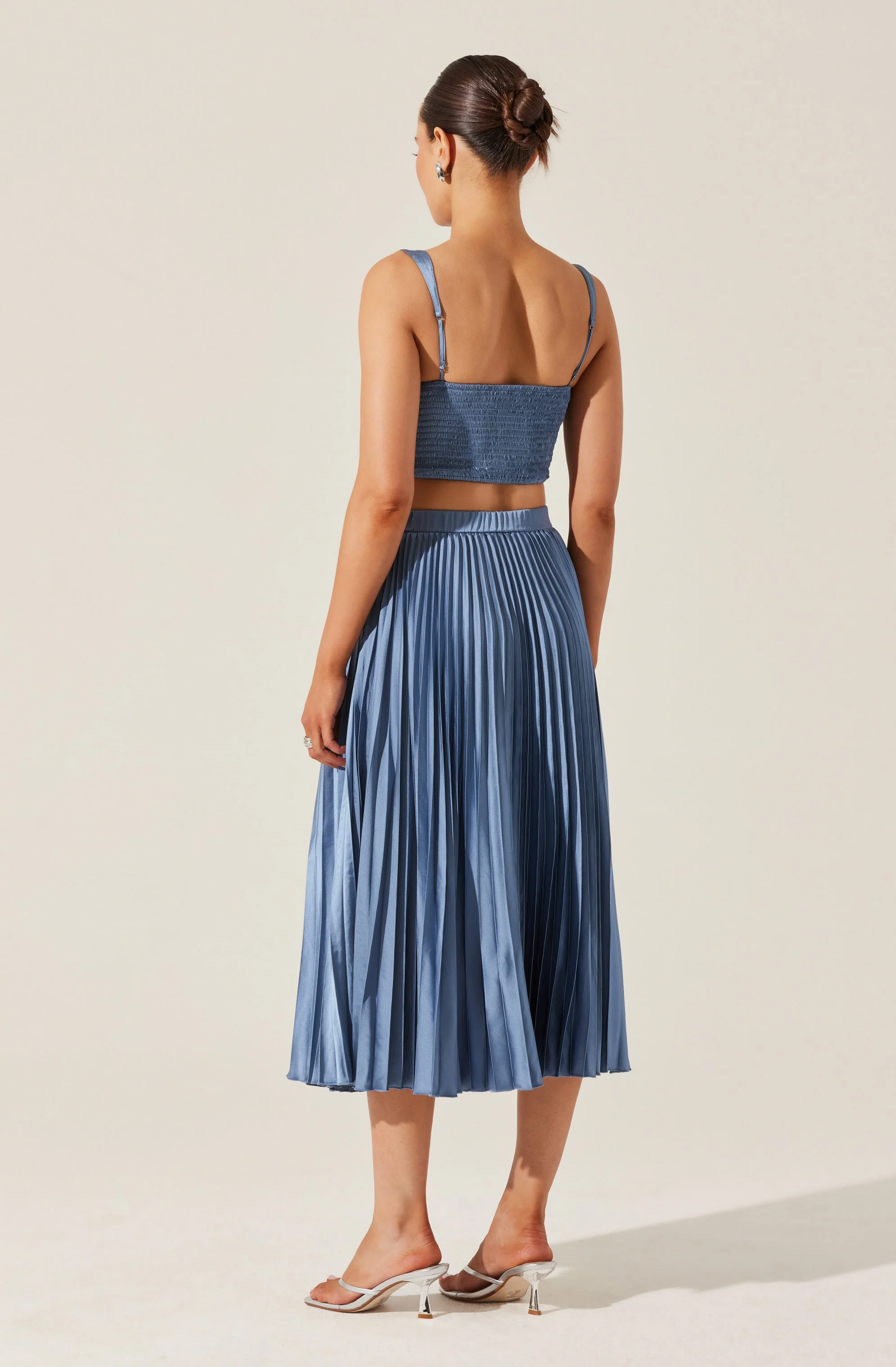 Satin Pleated Crop Top