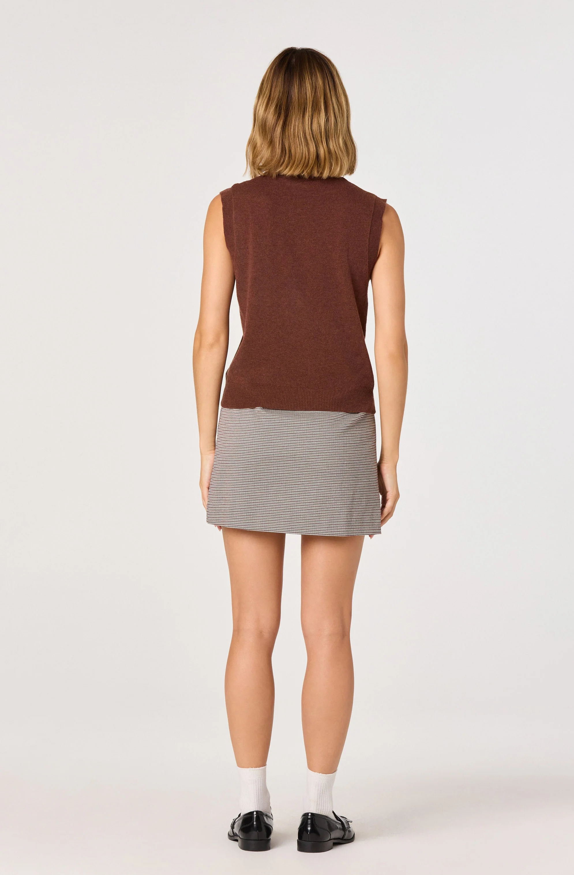 Sleeveless Layered Scarf Sweater