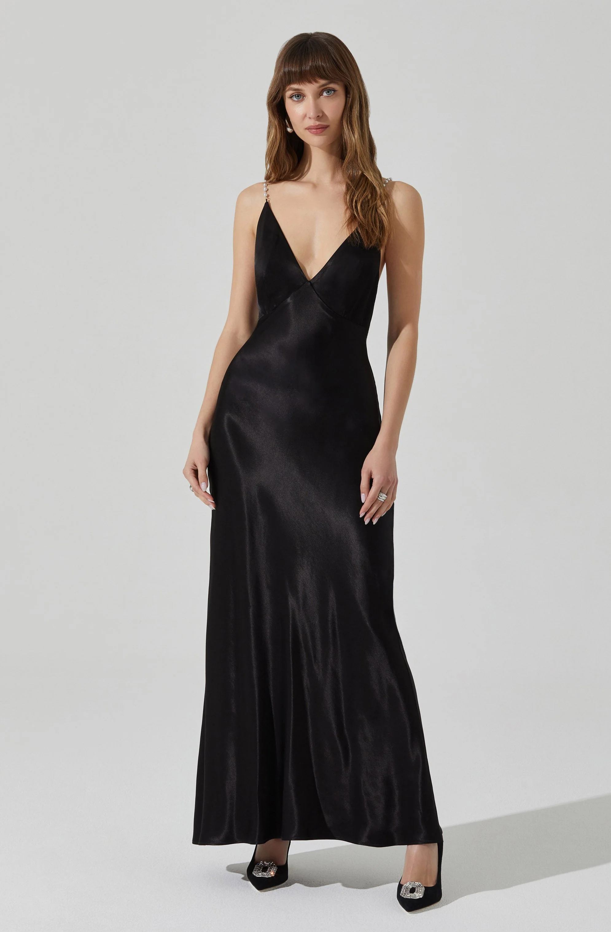 Maxime Pearl Straps Maxi Dress