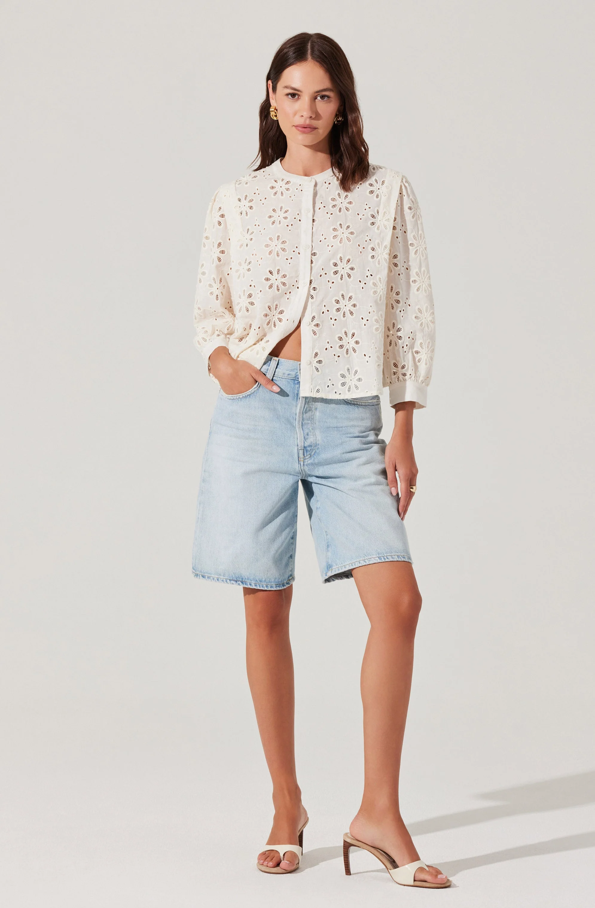 Savanna Eyelet Button Up Top
