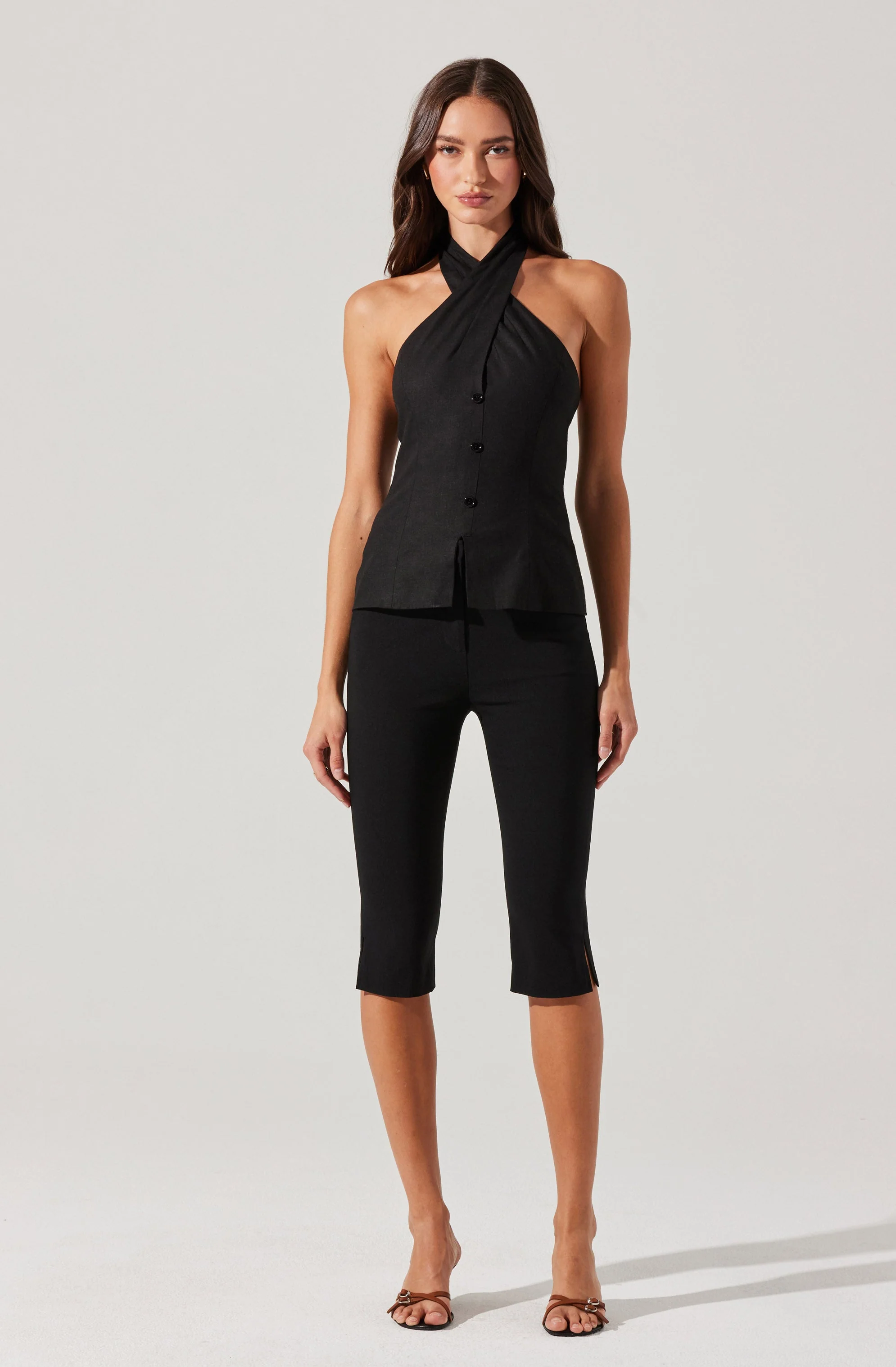 Yaritza Crossover Linen Blend Vest