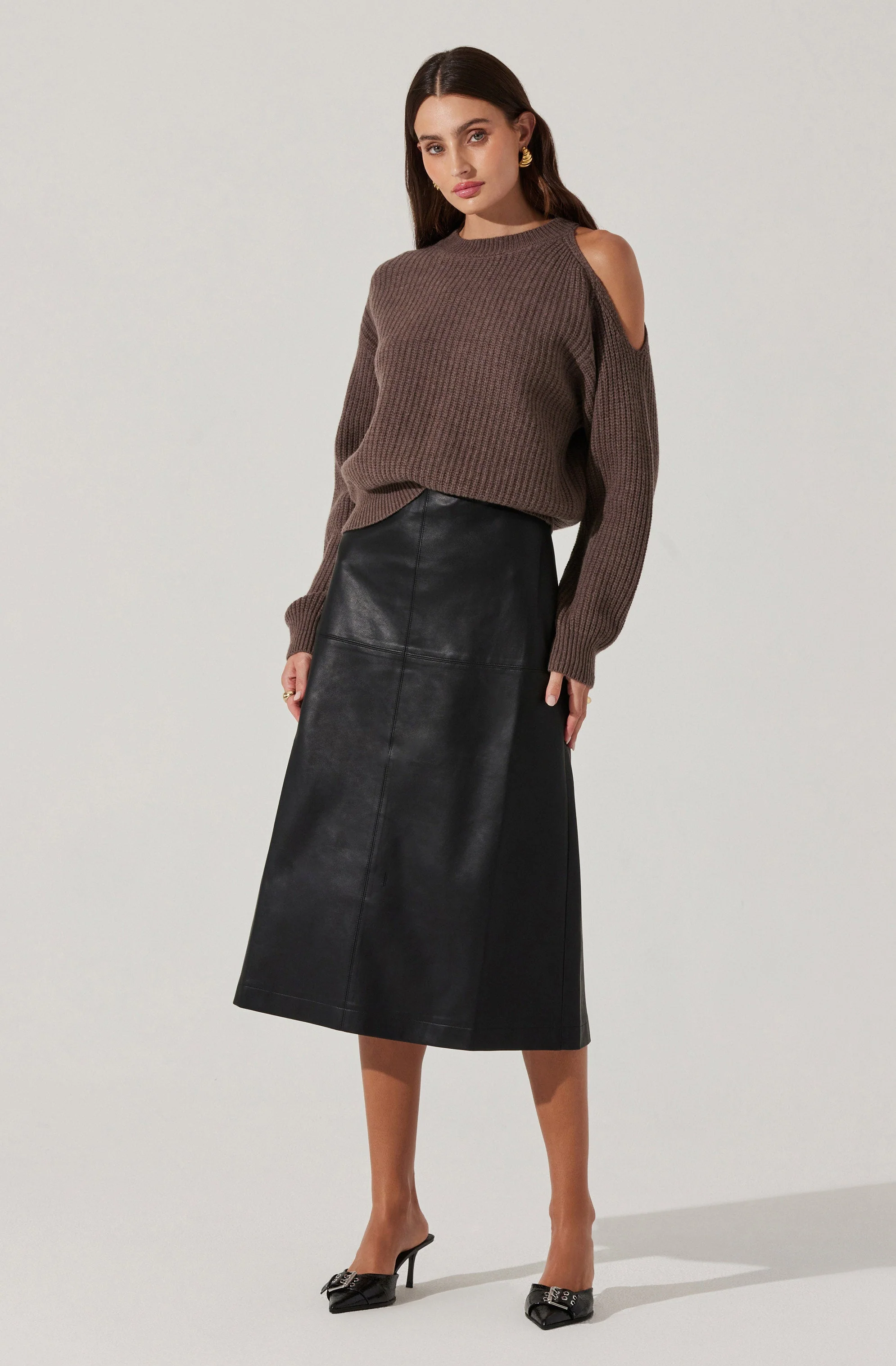 Millicent Ribbed Cold Shoulder Sweater