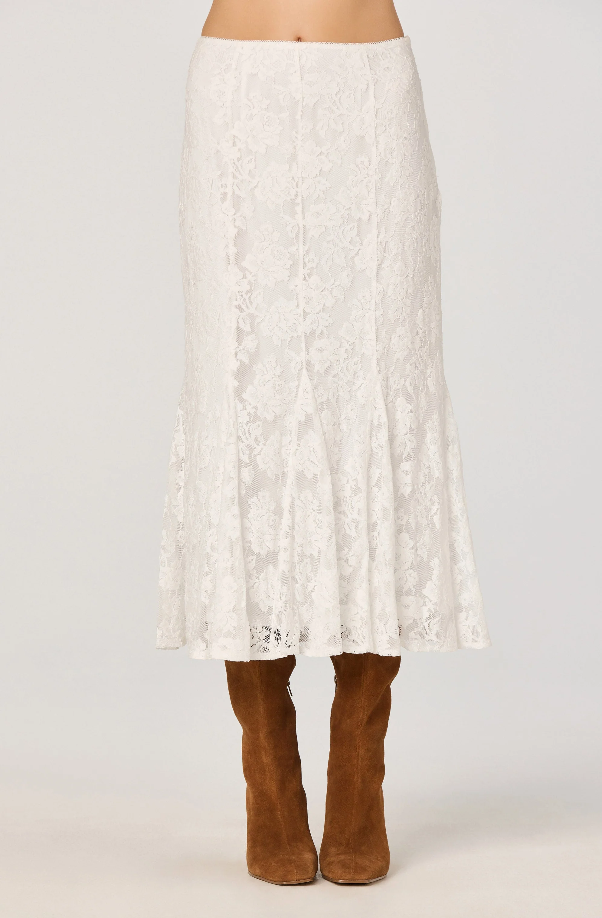 Lace Godet Midi Skirt