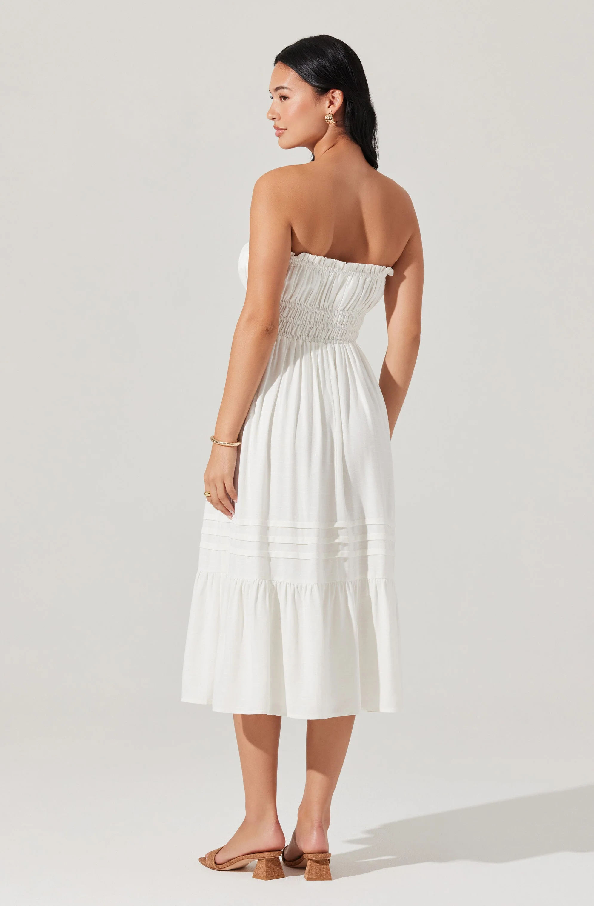 Aubrie Strapless Smocked Midi Dress