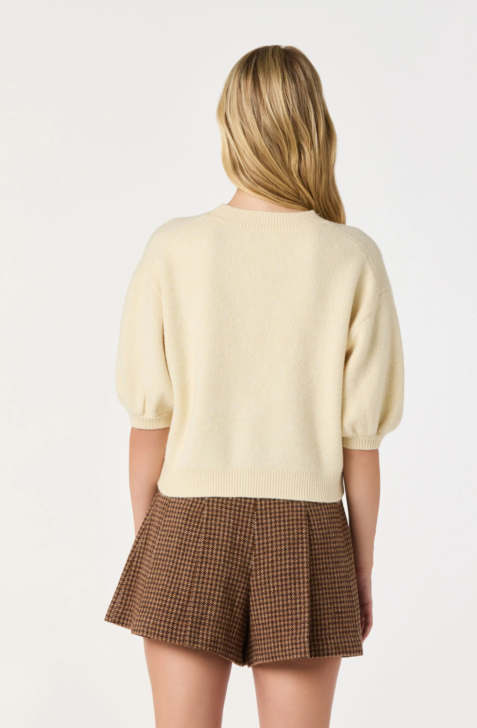 Jewel Embellished Puff Sleeve Sweater