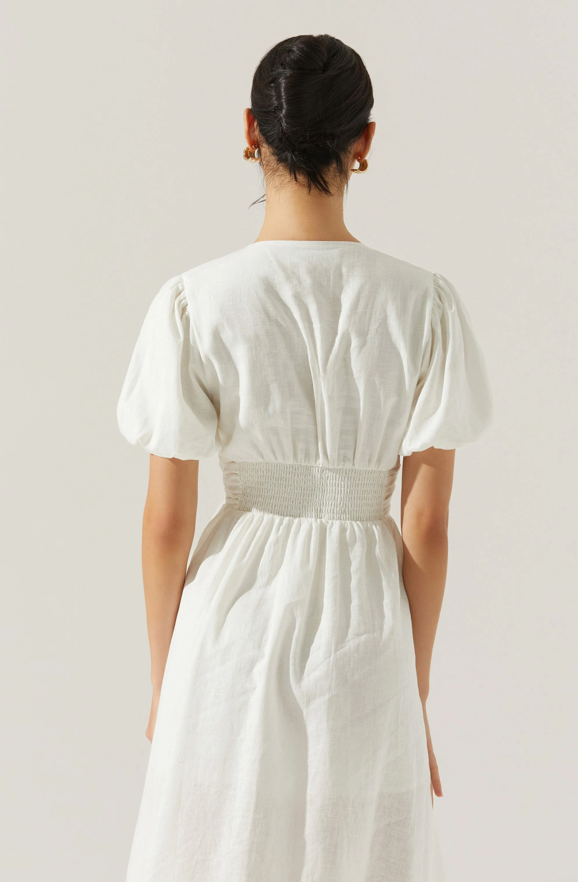 Citrine Linen Bow Front Midi Dress