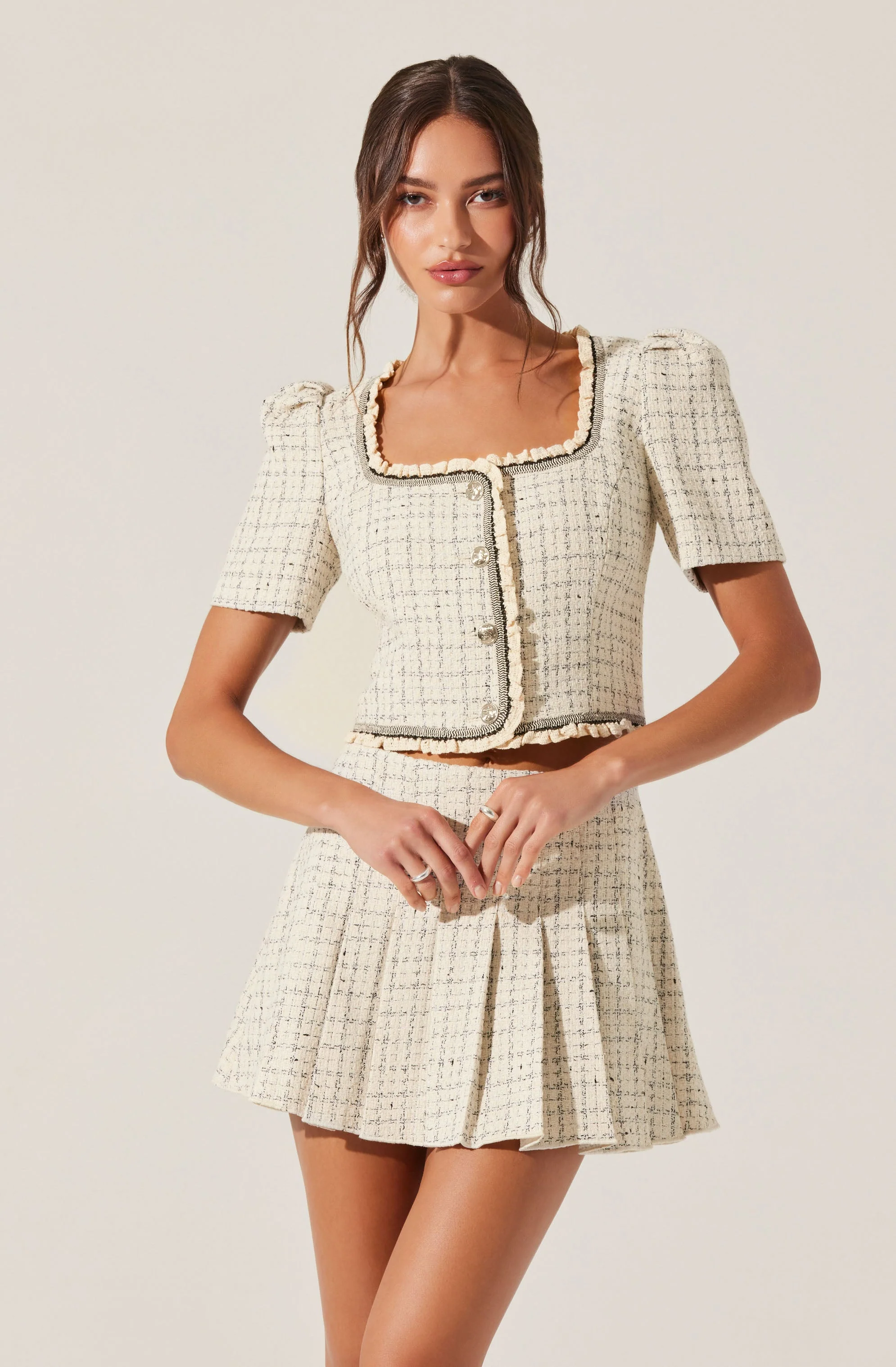 Zoela Contrast Trim Tweed Jacket