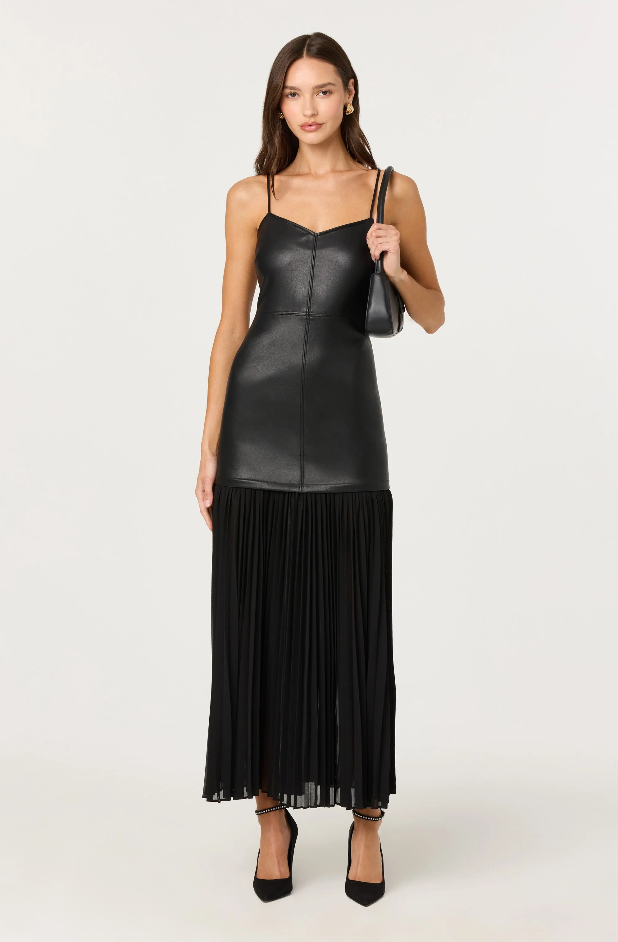 Lezith Faux Leather Maxi Dress
