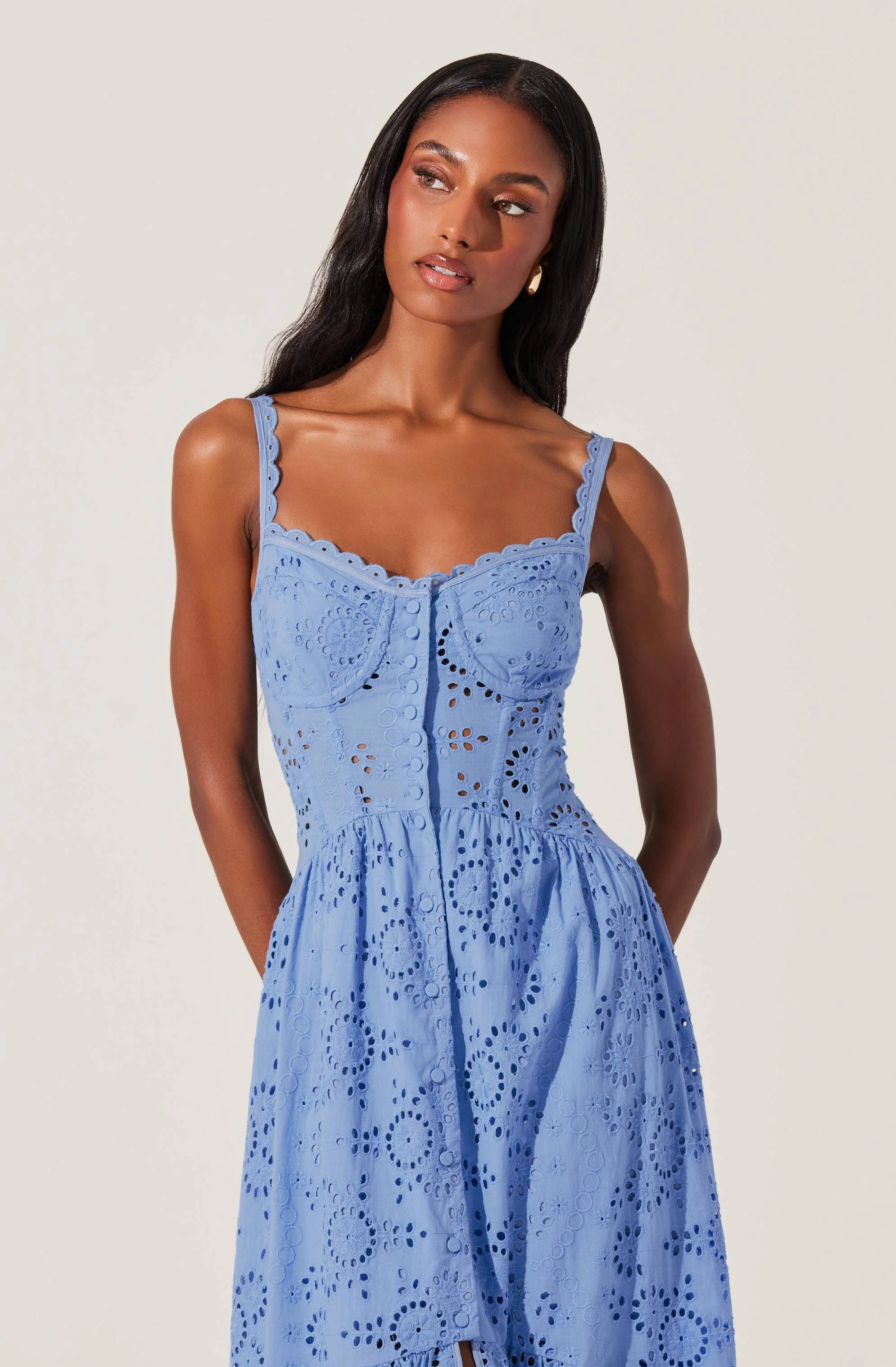 Yamila Eyelet Floral Midi Dress