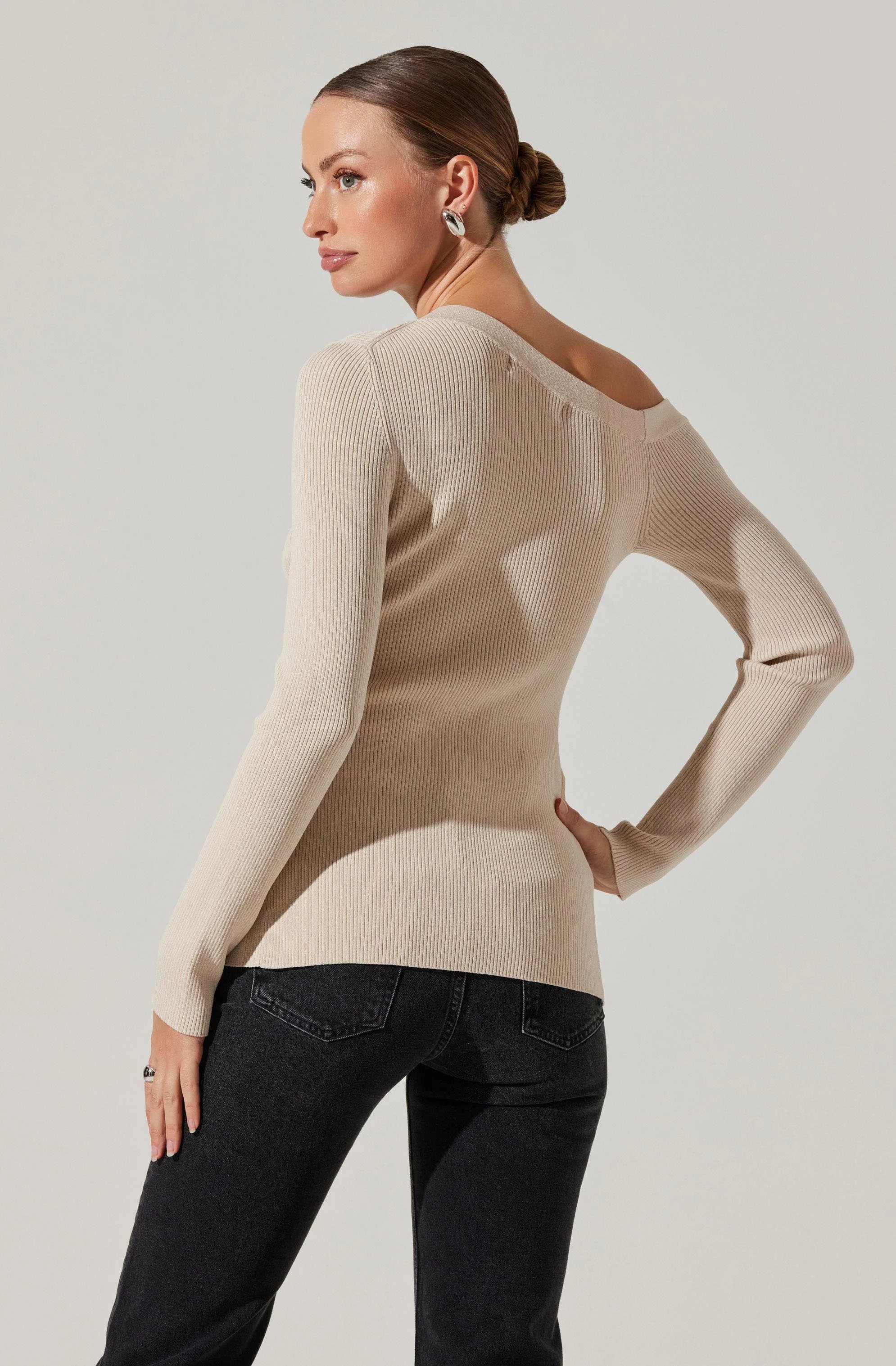 Celin One Shoulder Ribbed Sweater