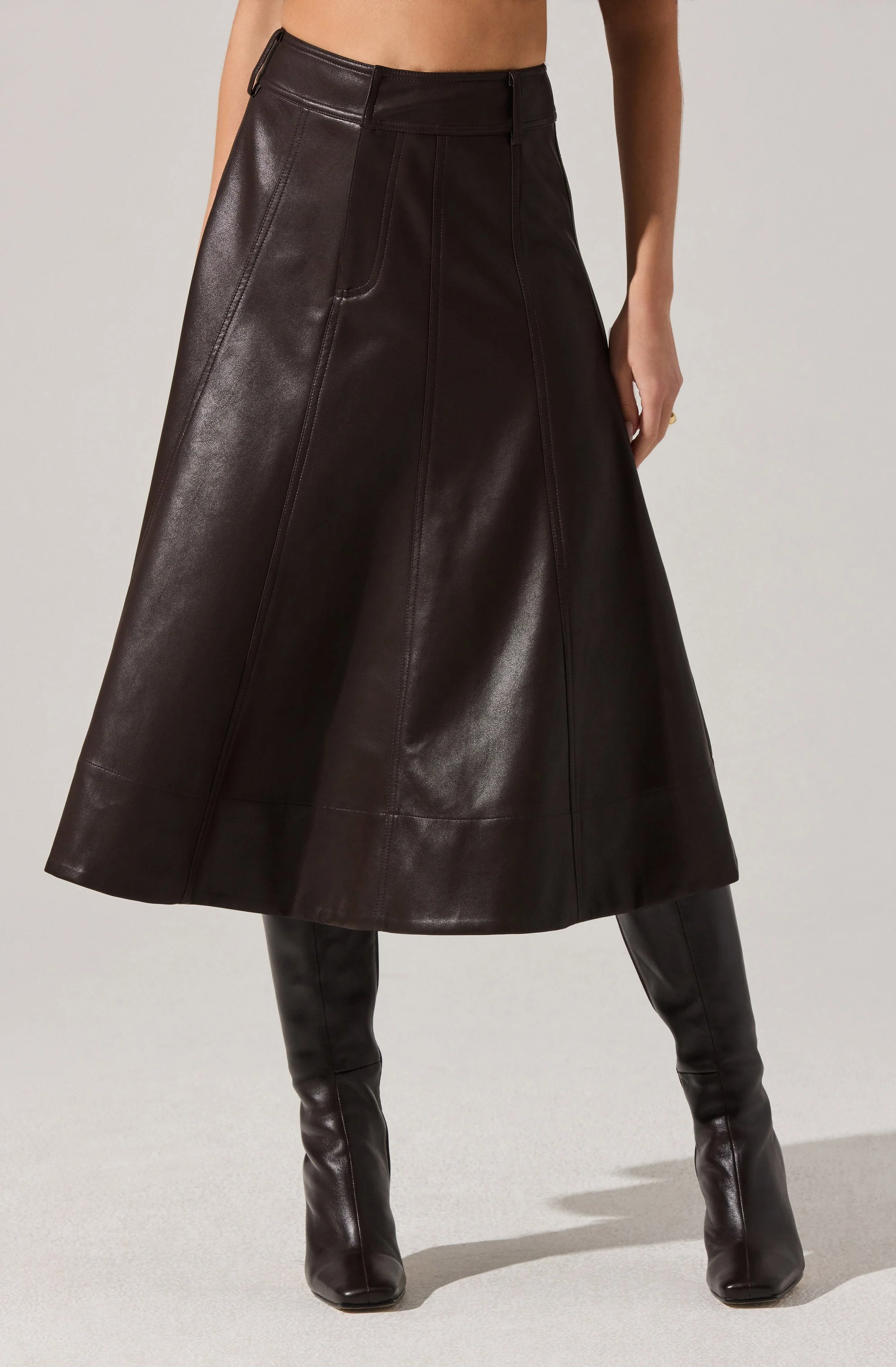 Zhuri Faxu Leather Midi Skirt