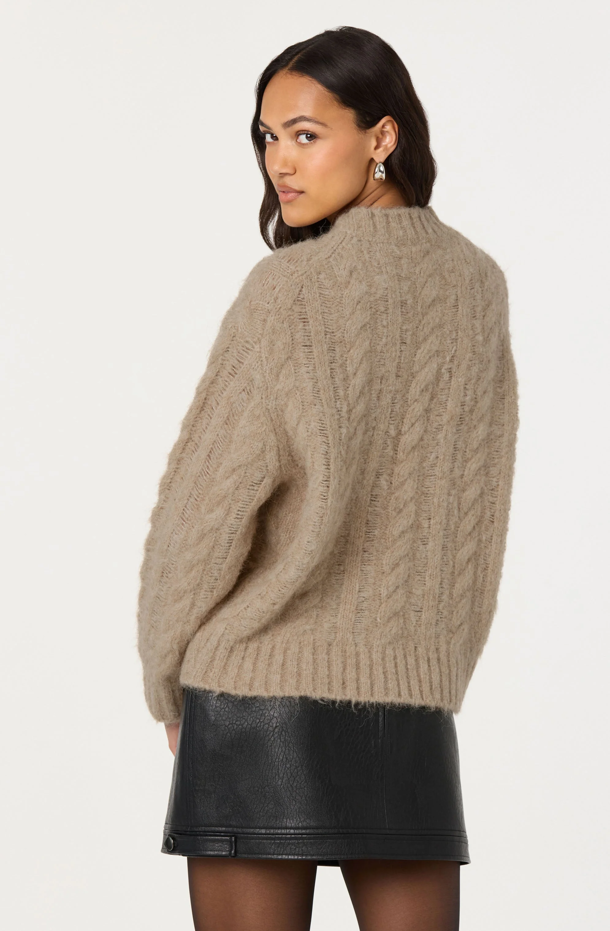 Violetta Cable Knit Crewneck Sweater