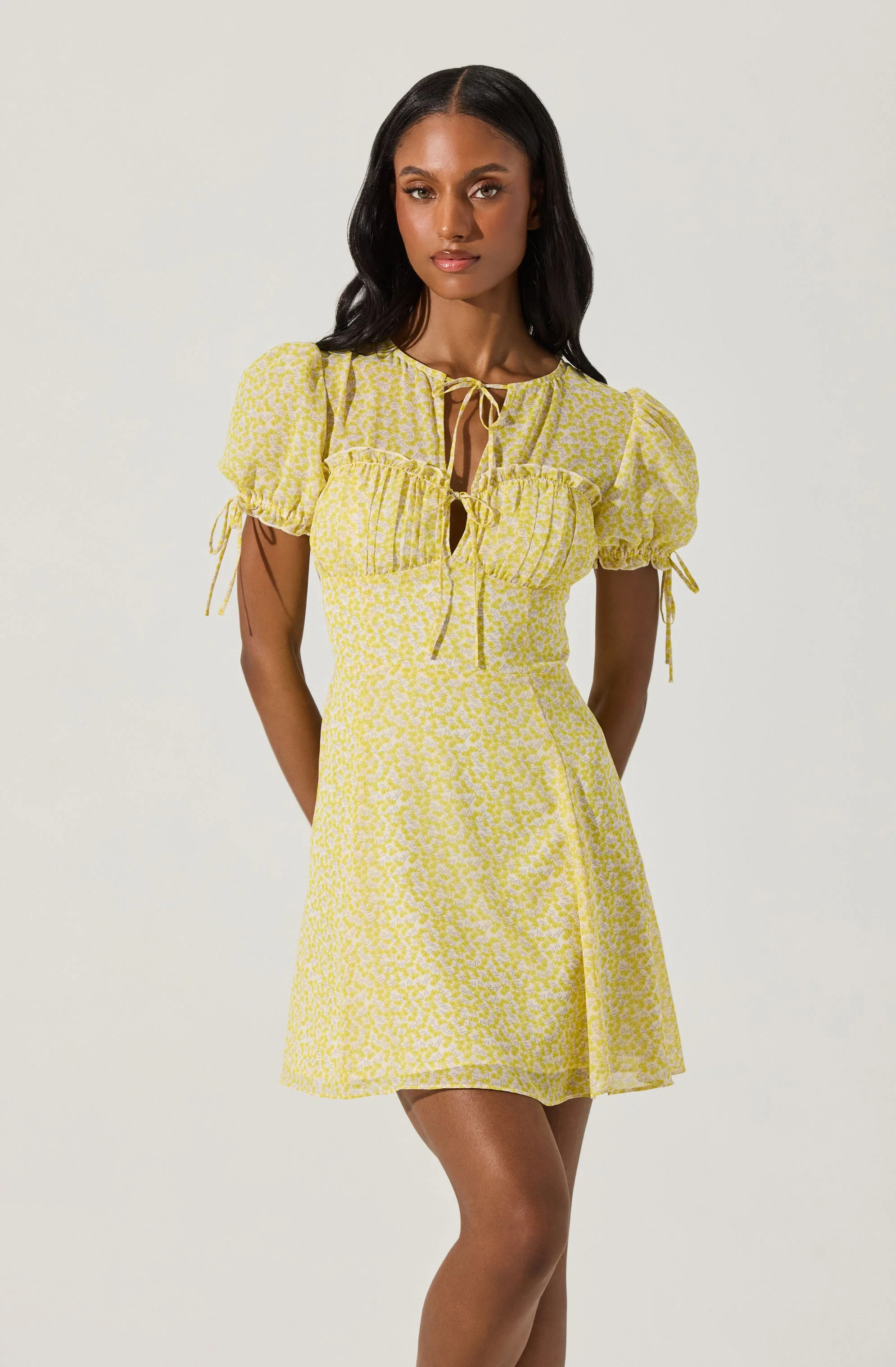 Floral Puff Sleeve Mini Dress