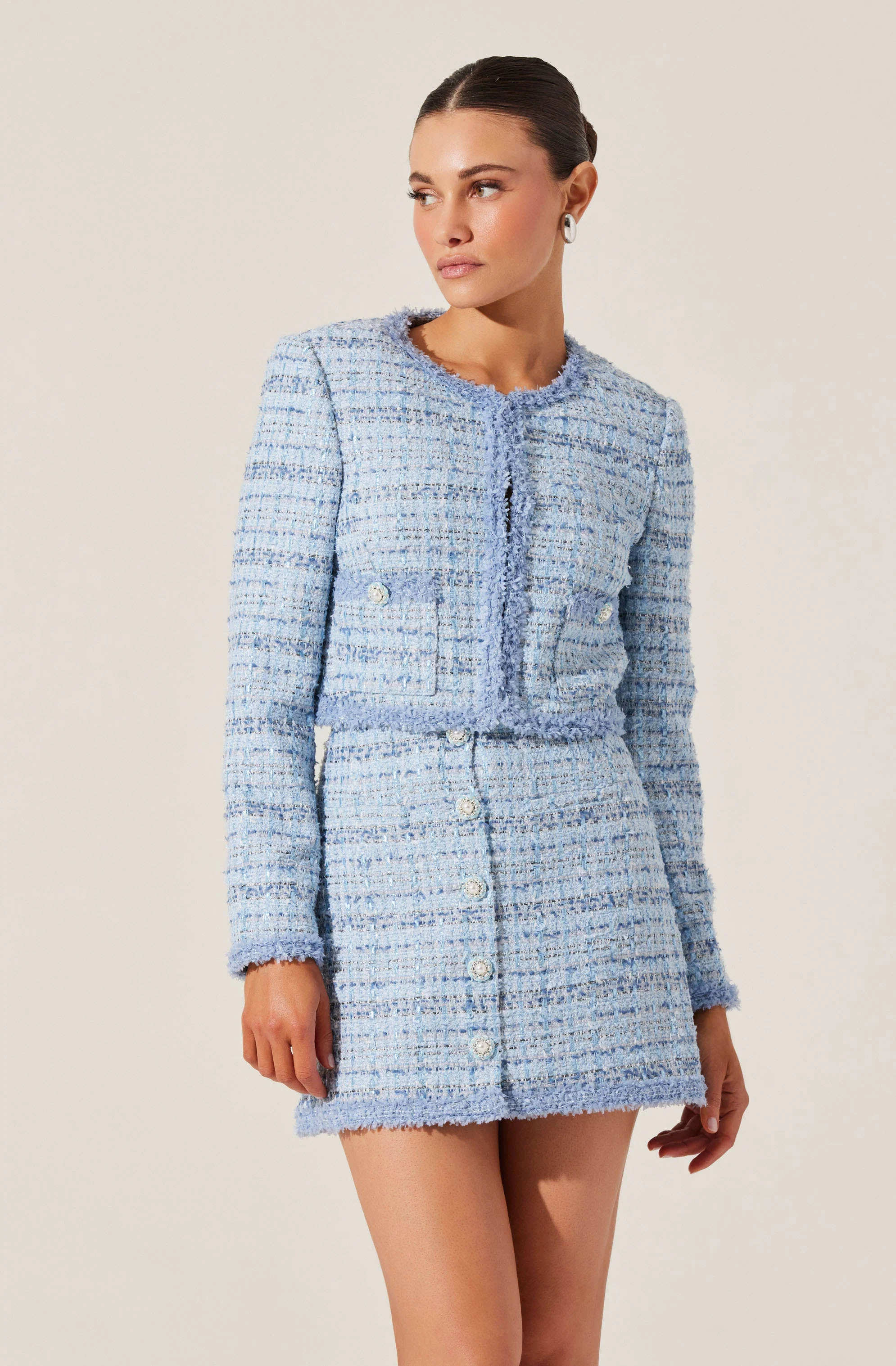 Mavey Tweed Contrast Trim Skirt