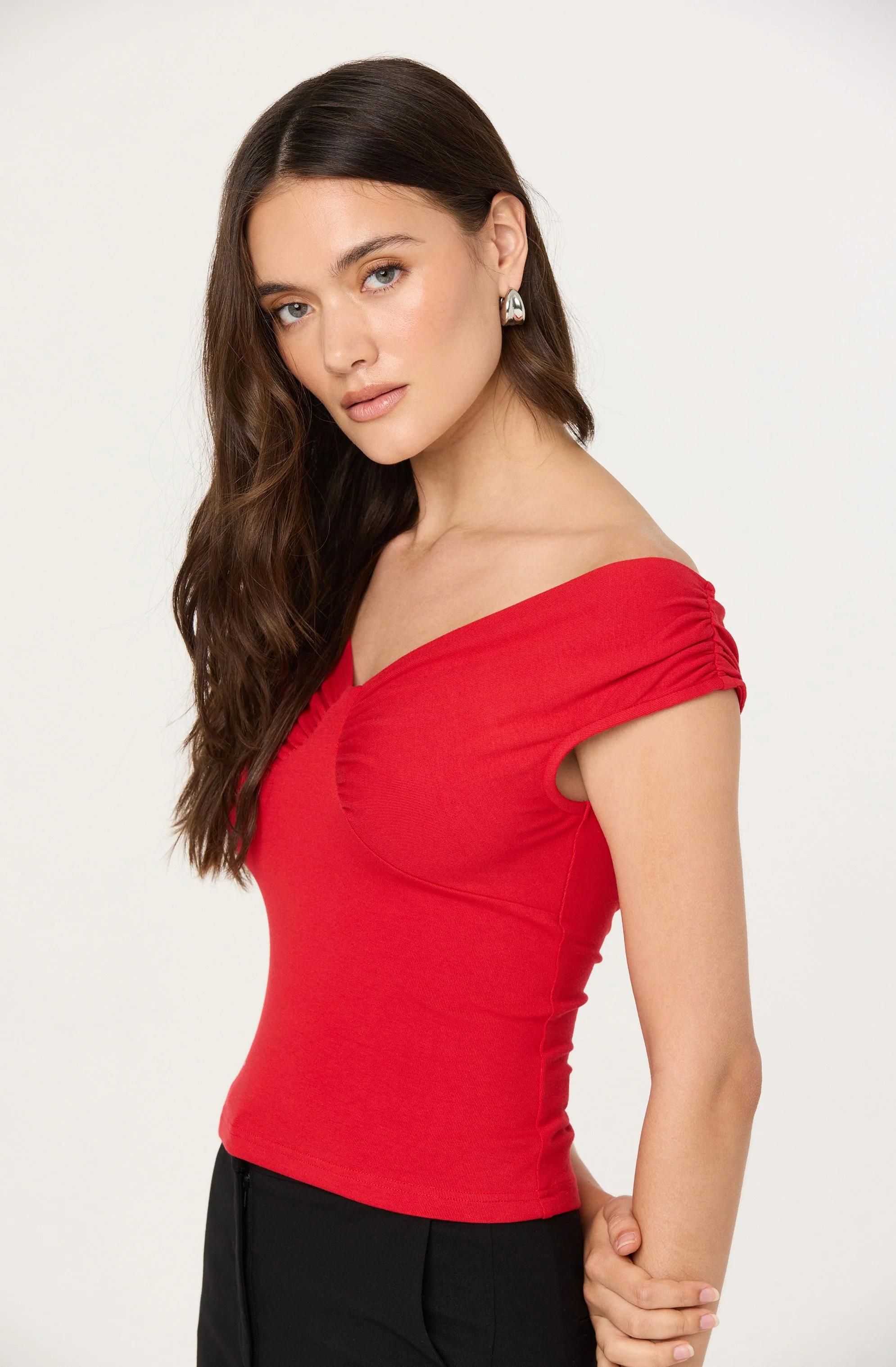 Ruched Off Shoulder Top