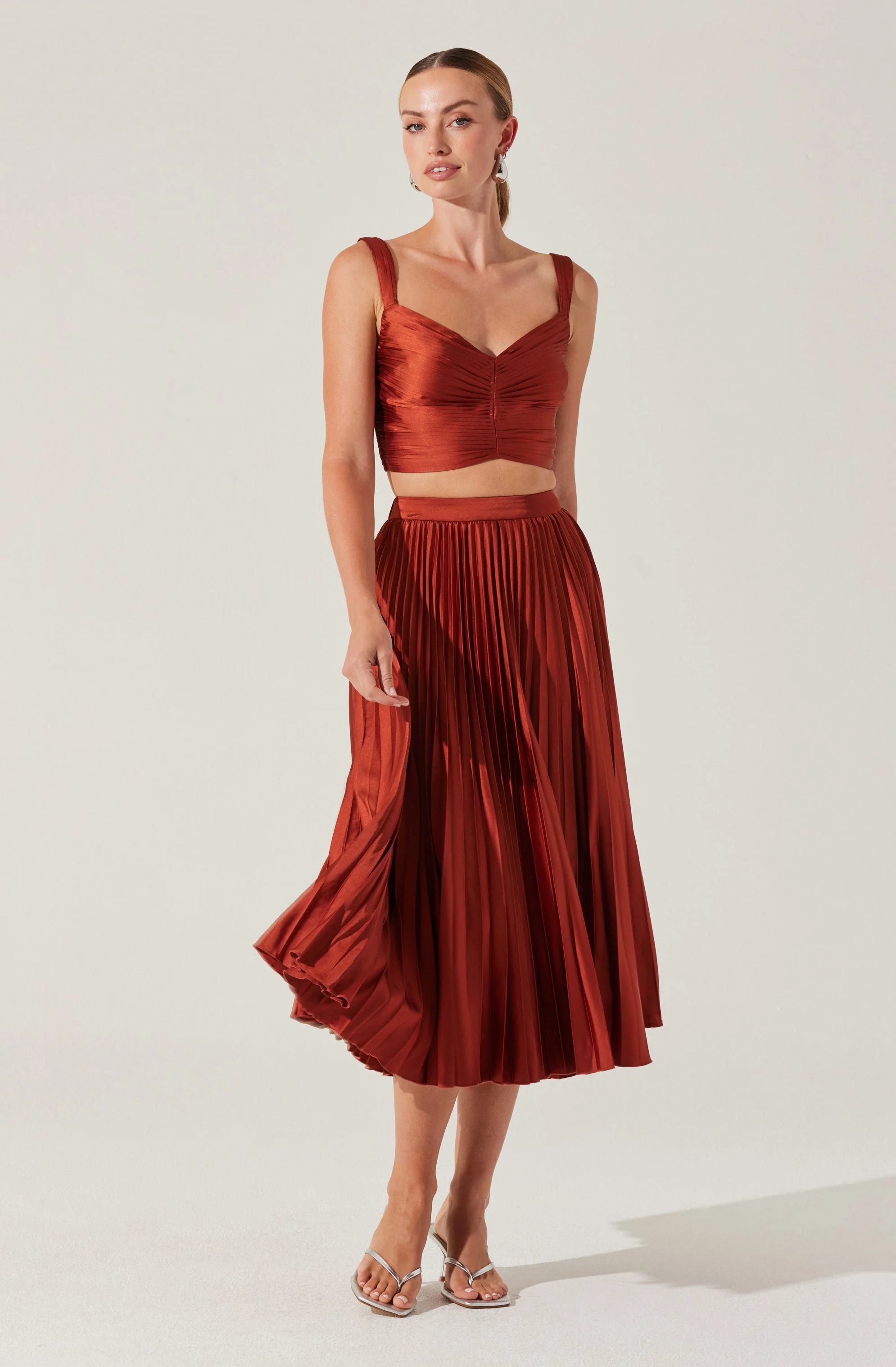 Satin Pleated Crop Top