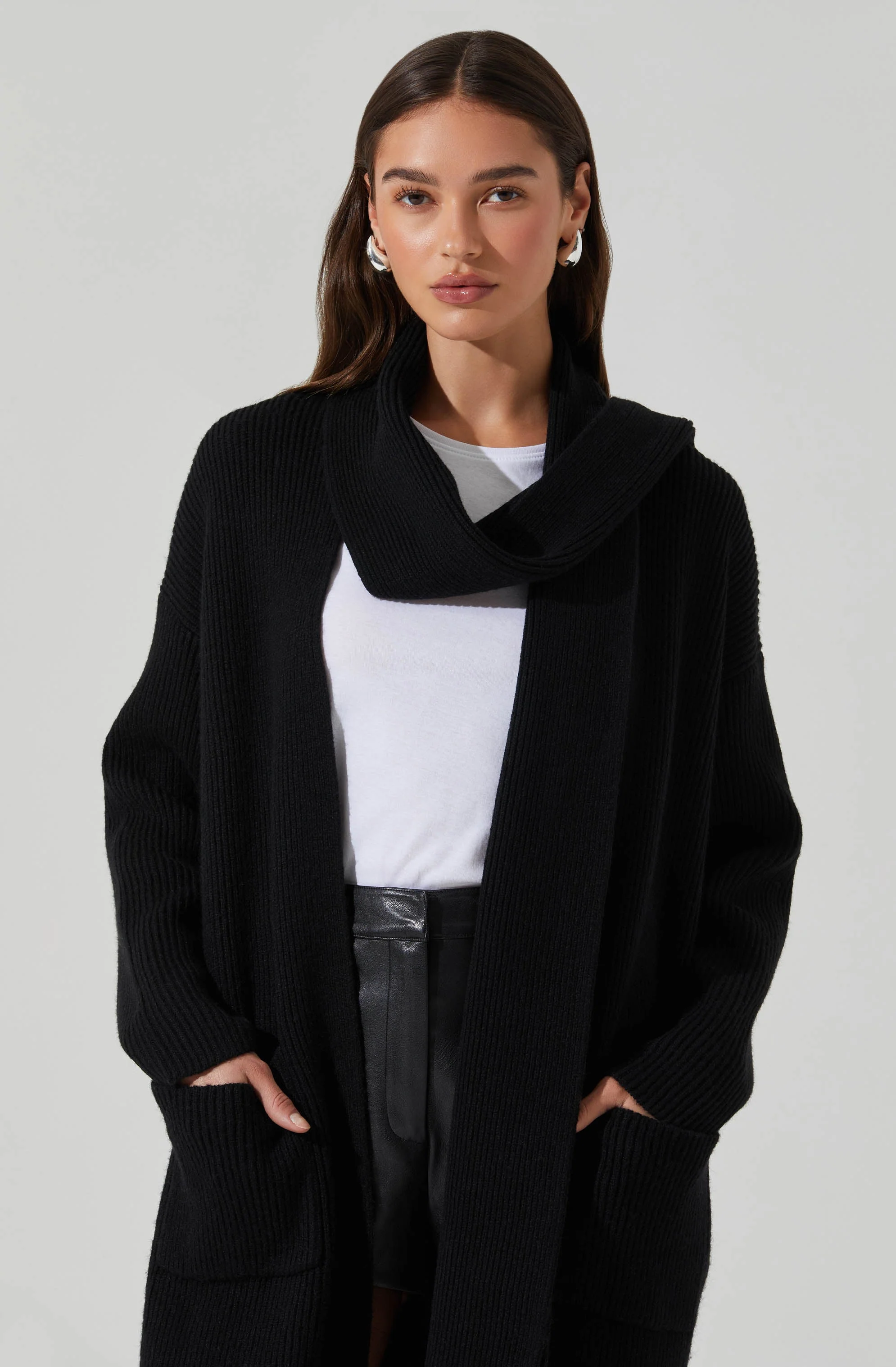 Noemi Ribbed Scarf Cardigan