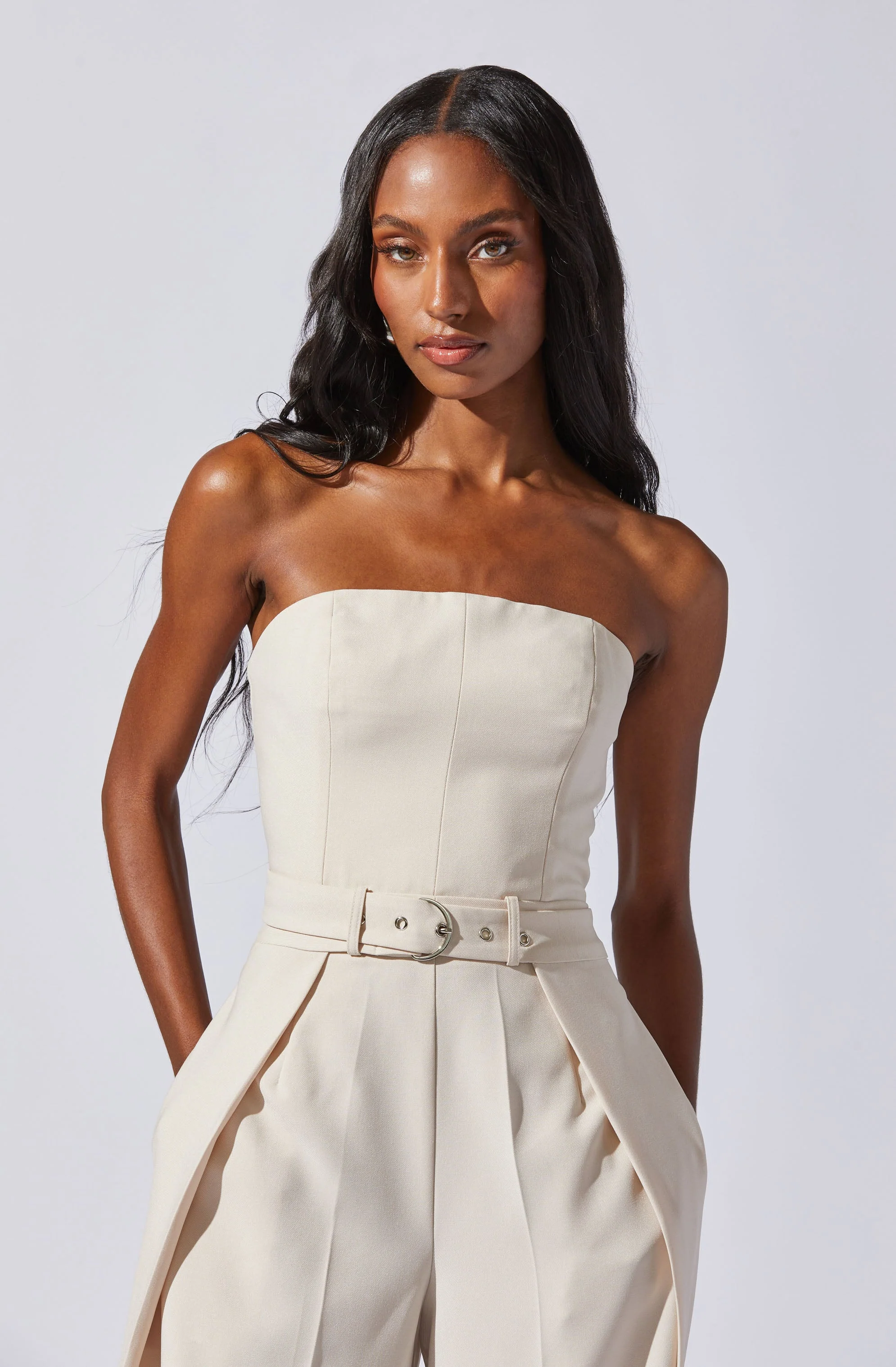 Bryony Tailored Pleat Belted Jumpsuit