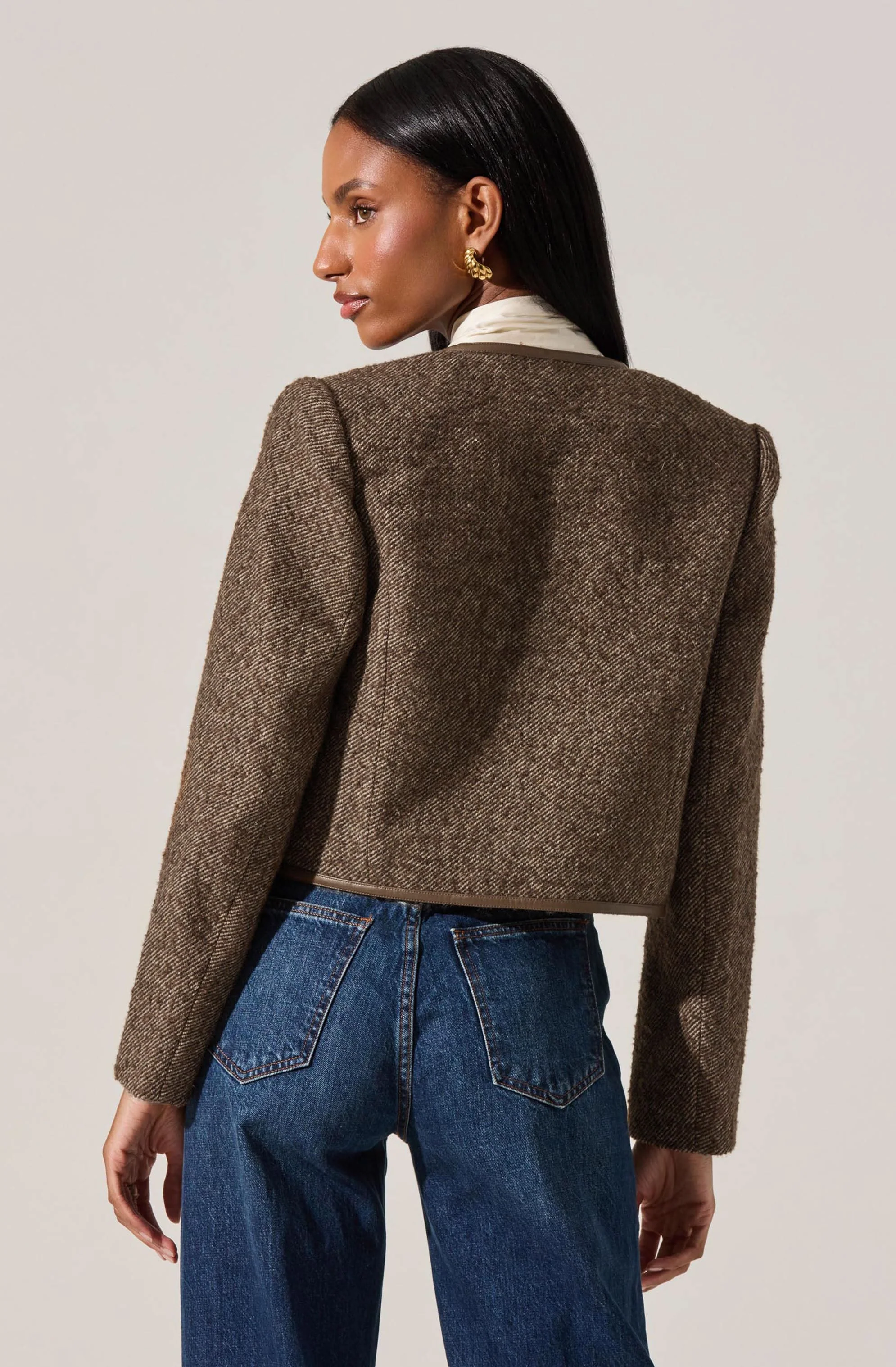 Chiara Faux Leather Trim Jacket