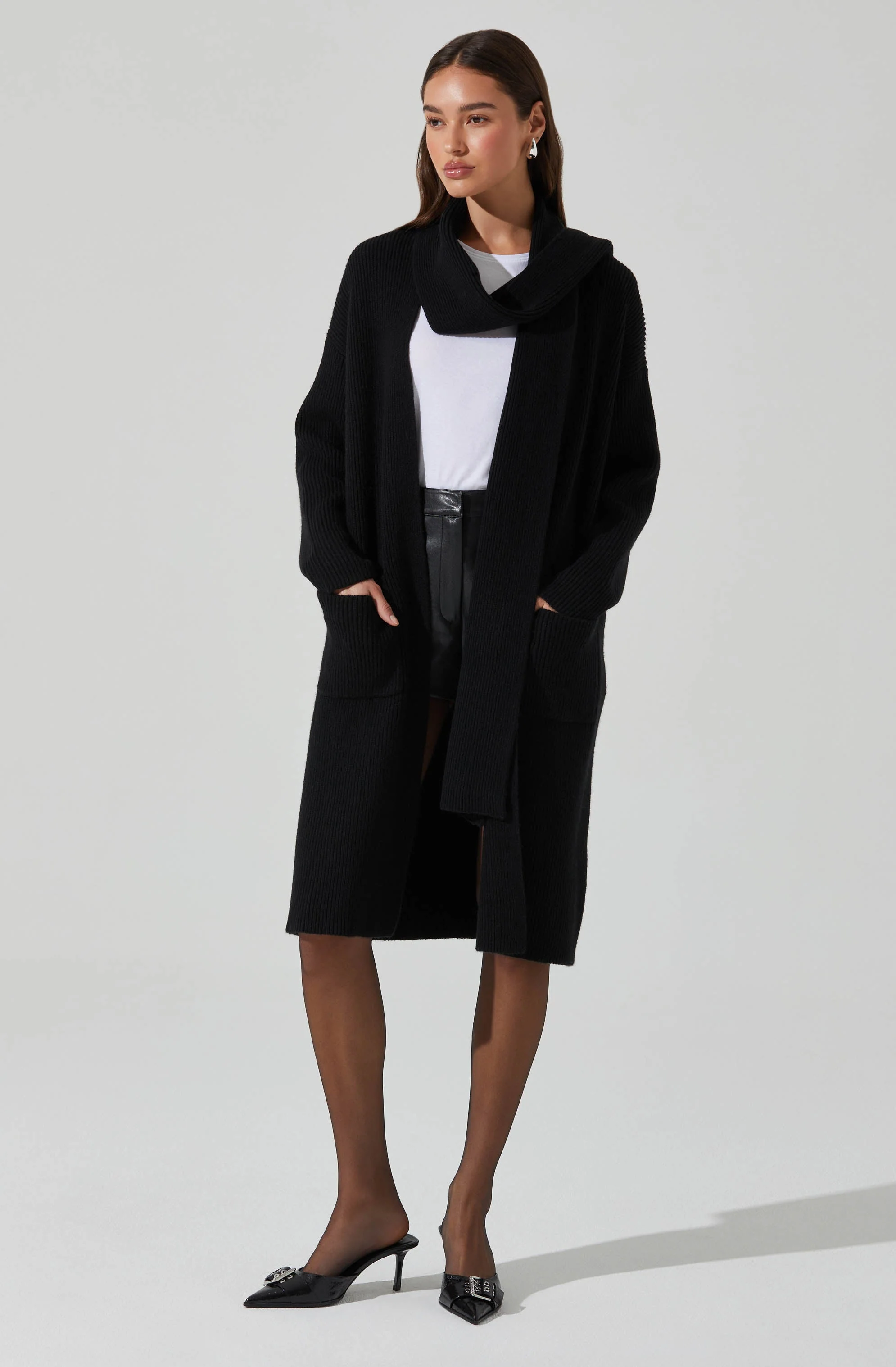 Noemi Ribbed Scarf Cardigan