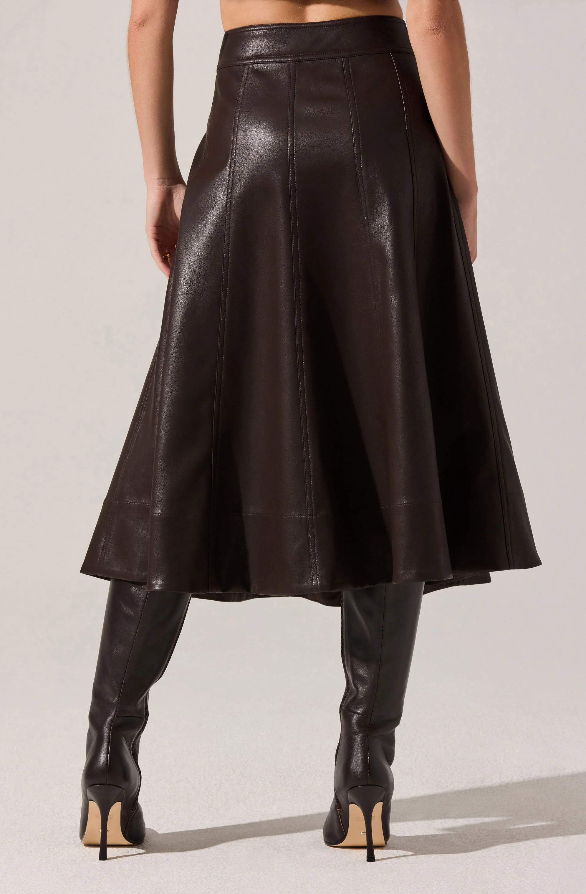 Zhuri Faxu Leather Midi Skirt