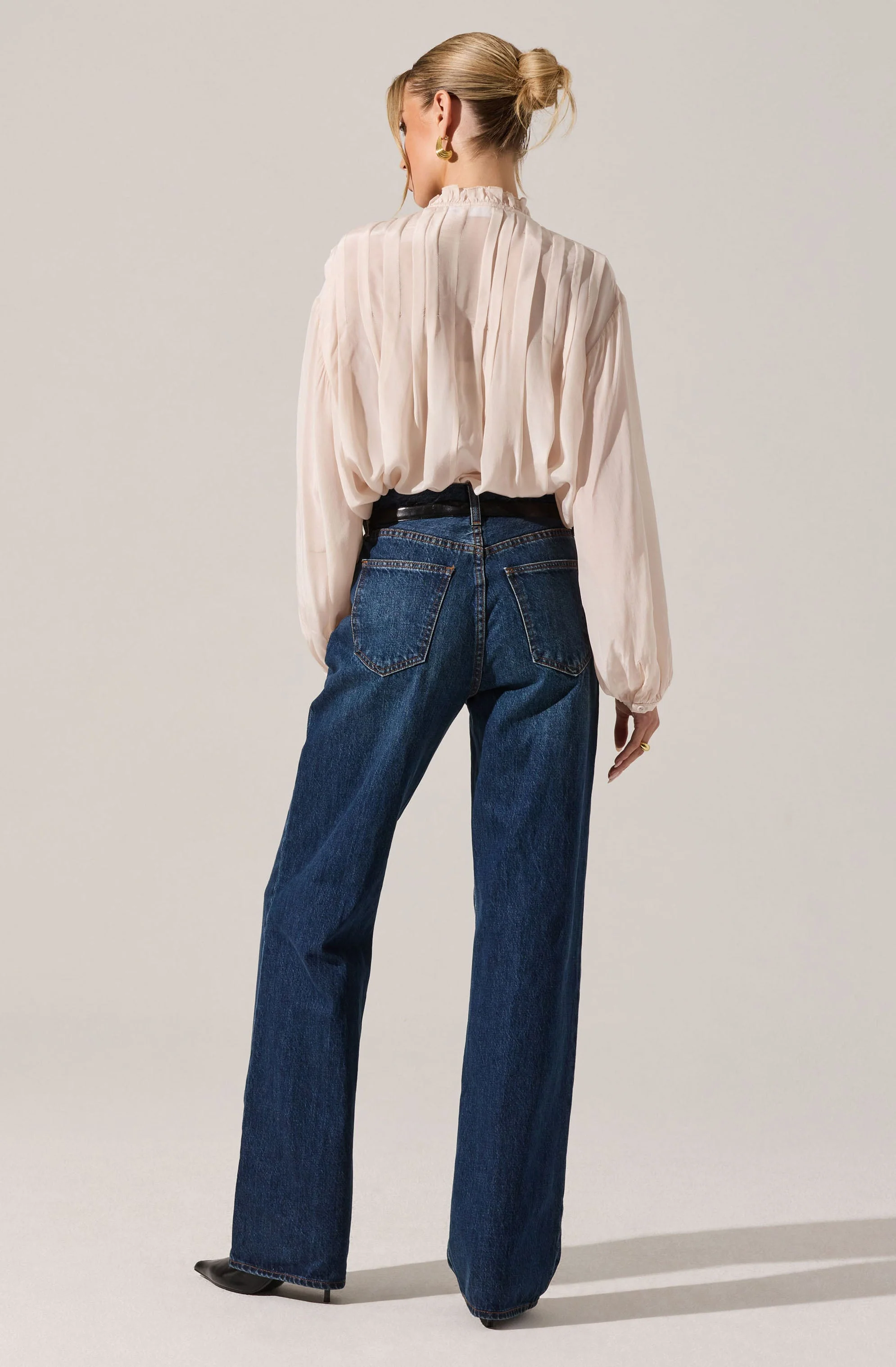 Ashton Pleated Ruffle Trim Top